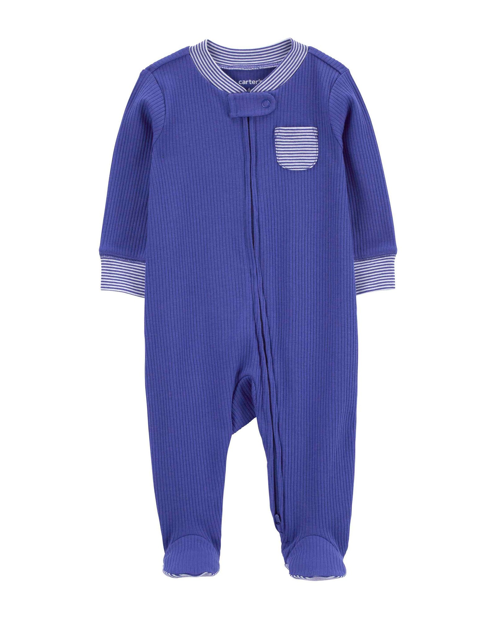 Macacão bebê canelado com bolso azul | Carter's