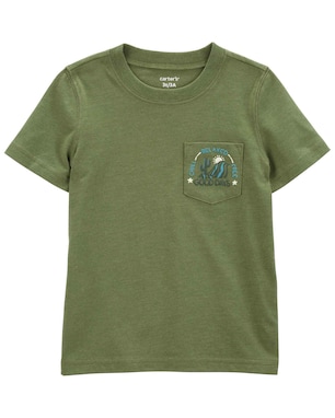 Camiseta infantil lettering com bolso verde | Carter's