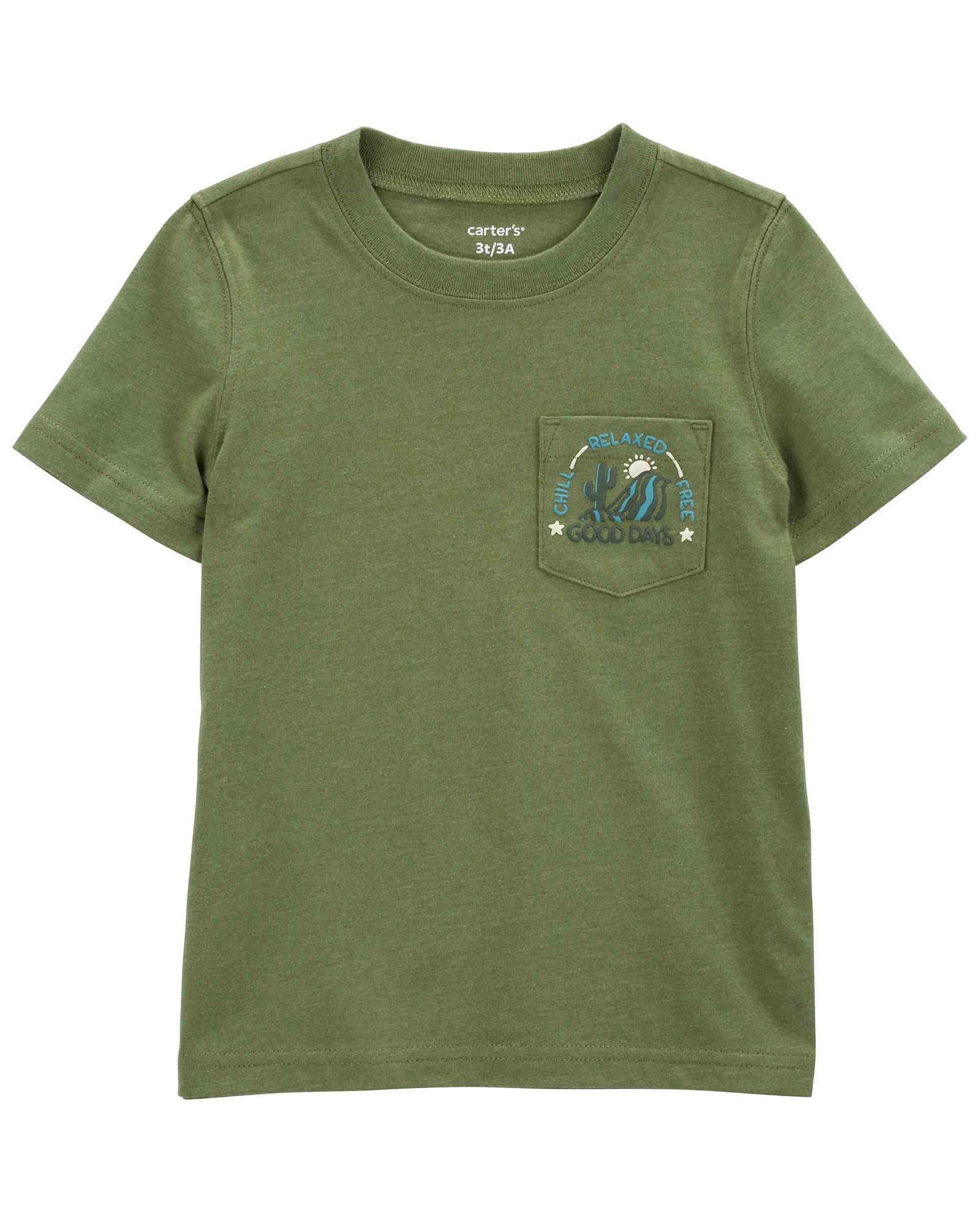 Camiseta infantil lettering com bolso verde | Carter's