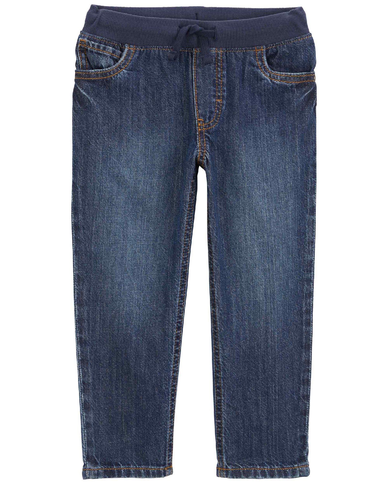 Calça jeans infantil reta estonada denim escuro | Carter's