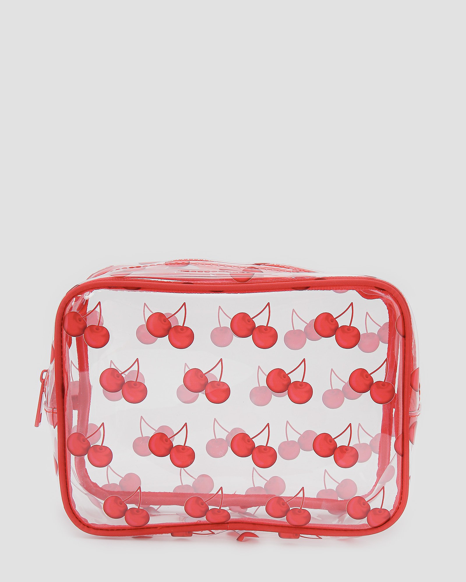 Necessaire M transparente cerejas Danie vermelha | Accessori by Riachuelo