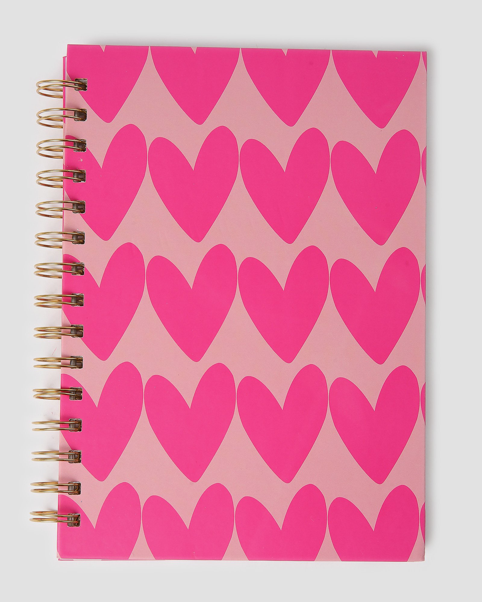 Caderno de anotações espiral com pauta corações rosa | Accessori by Riachuelo
