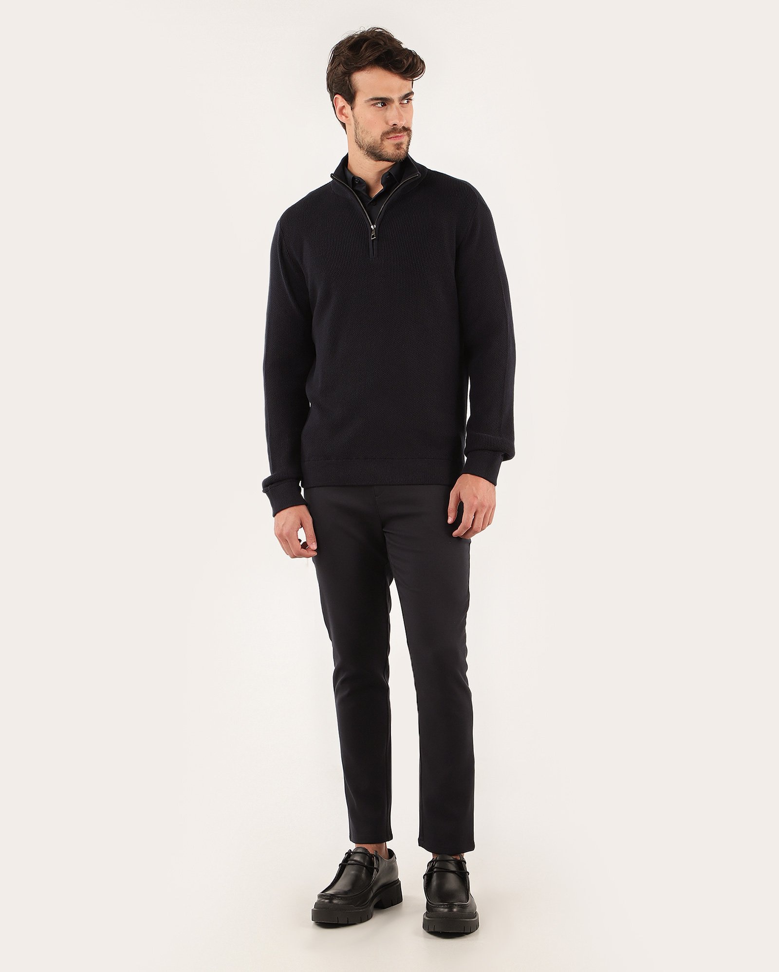 Calça masculina alfaiatada slim smart chino - Azul Escuro