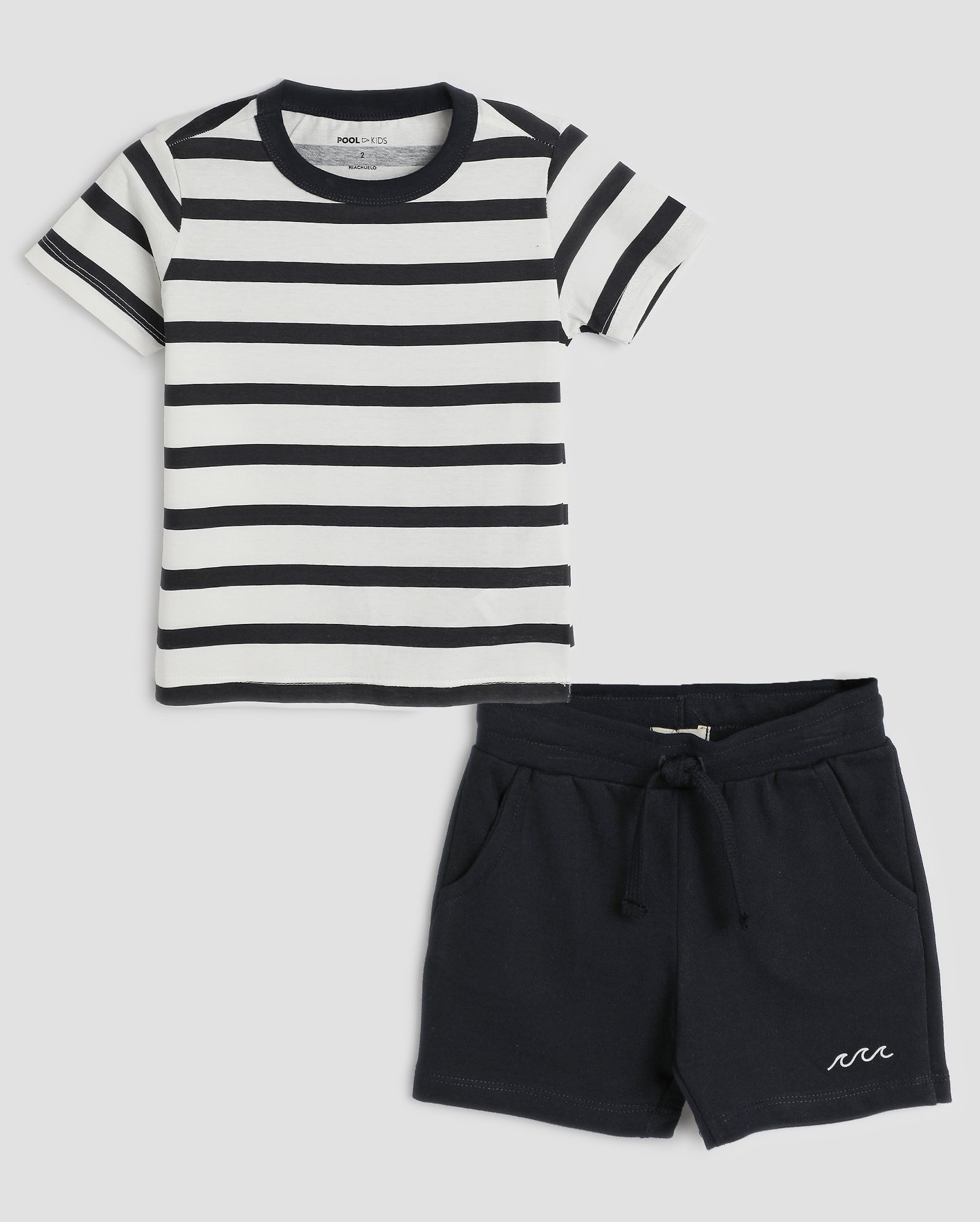 Conjunto curto infantil listras 1-4A multicor | Pool Kids