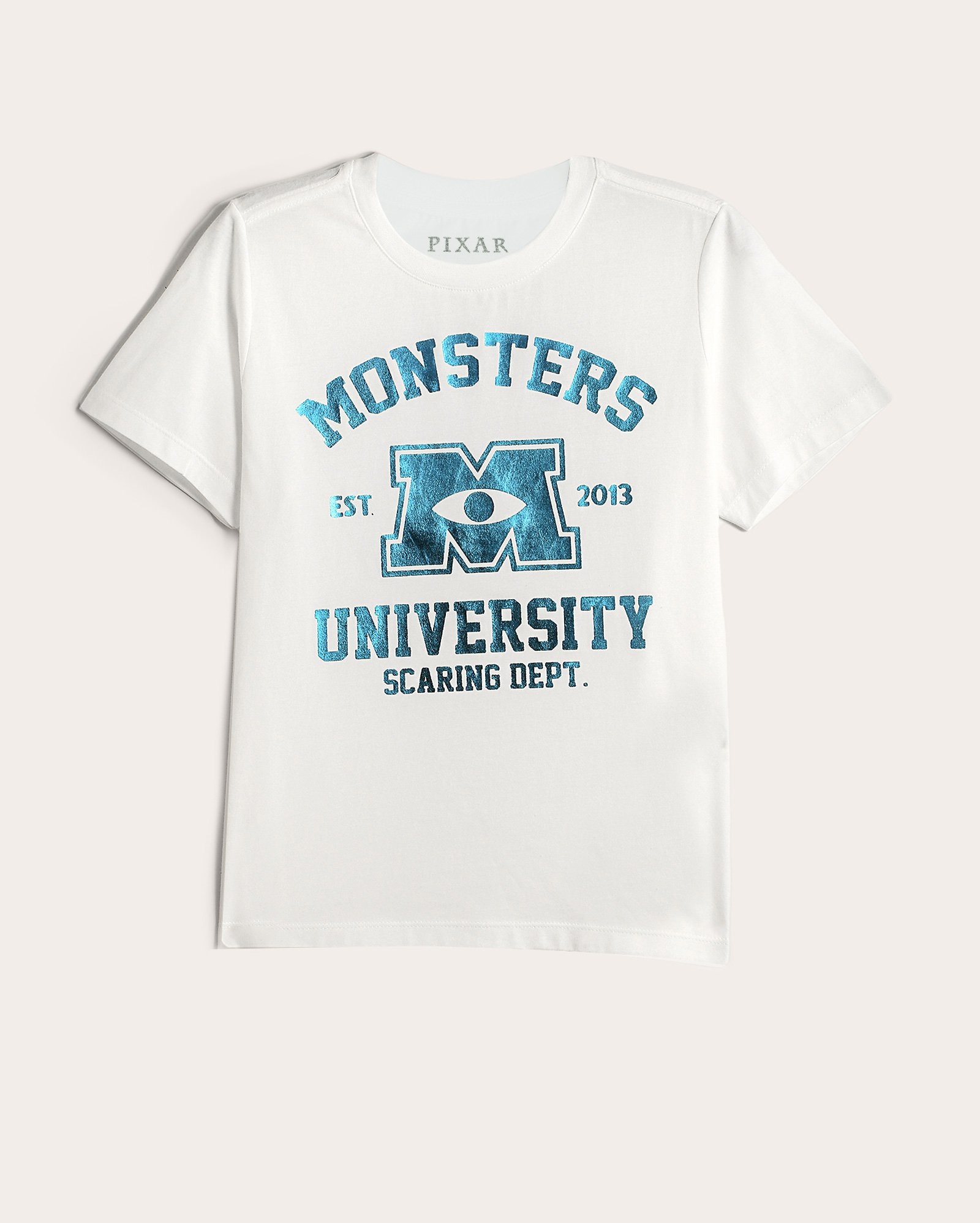 Camiseta juvenil regular metalizada Universidade Monstros branca | Disney