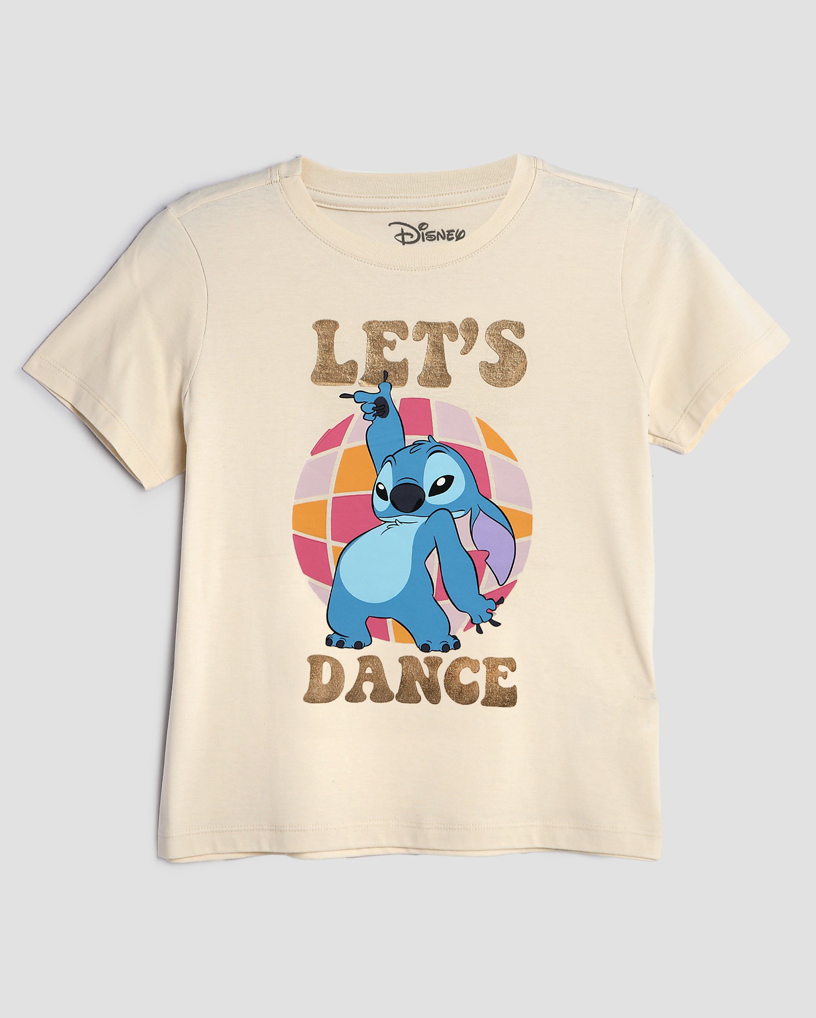 Camiseta juvenil regular Stitch metalizado bege | Disney