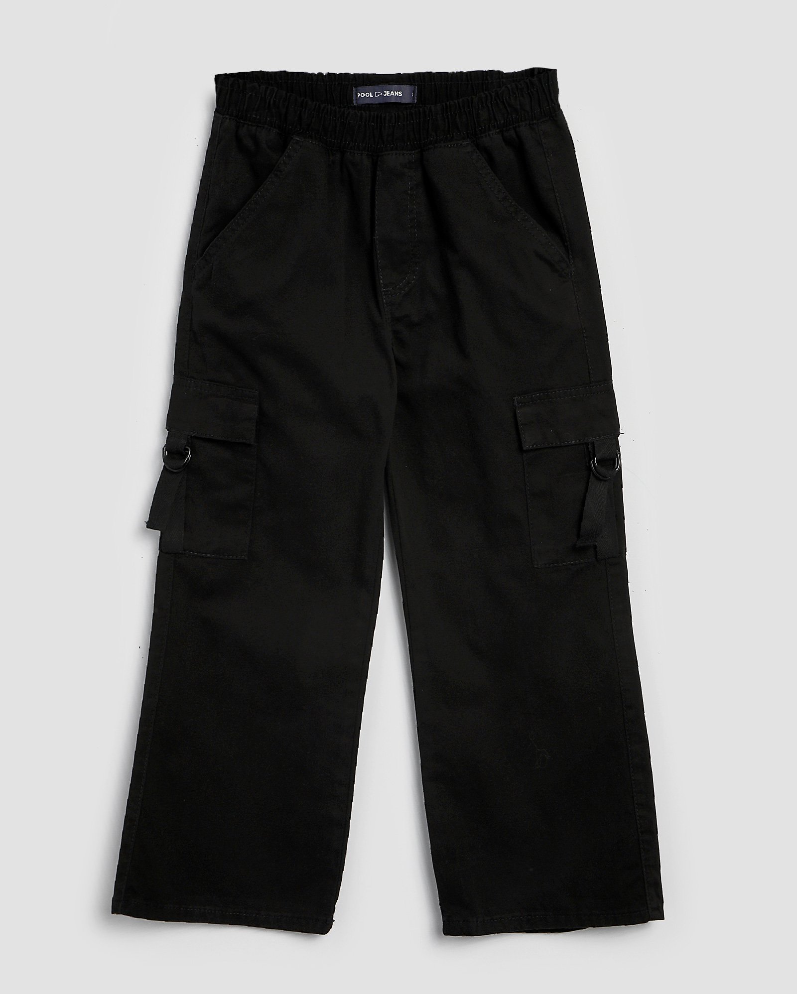 Calça black jeans infantil wide leg cargo 4-10A preta | Pool Kids