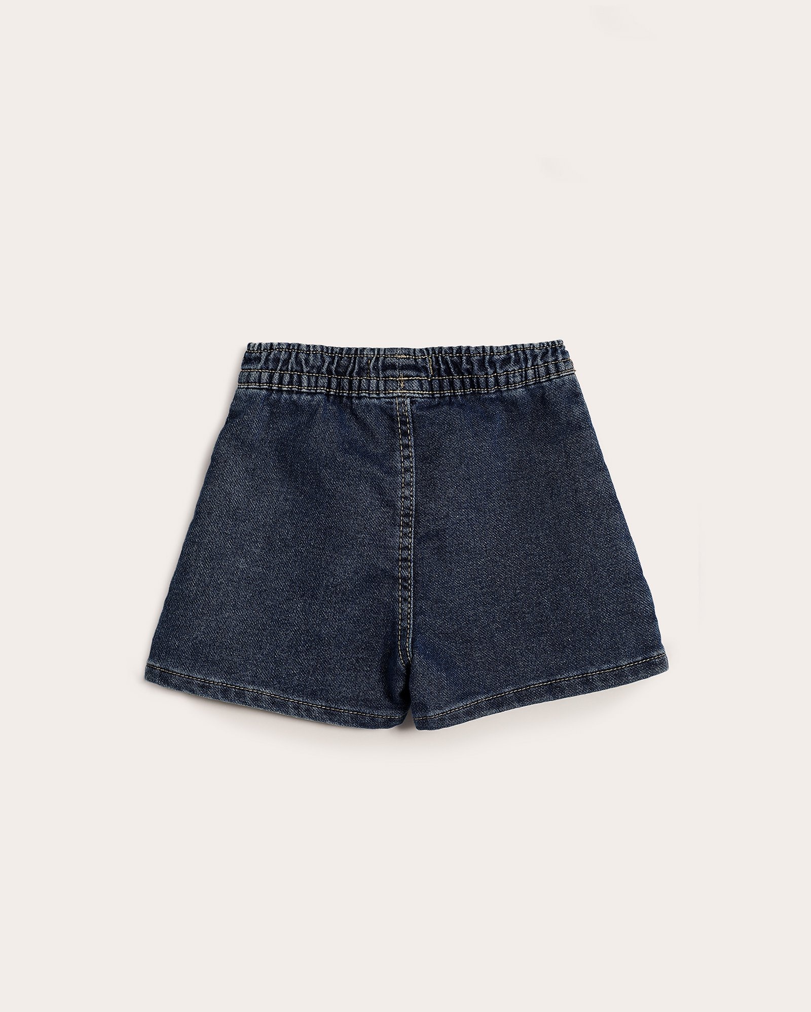 Short-saia jeans infantil cós elástico e bolsos 1-4A denim escuro | Pool Kids