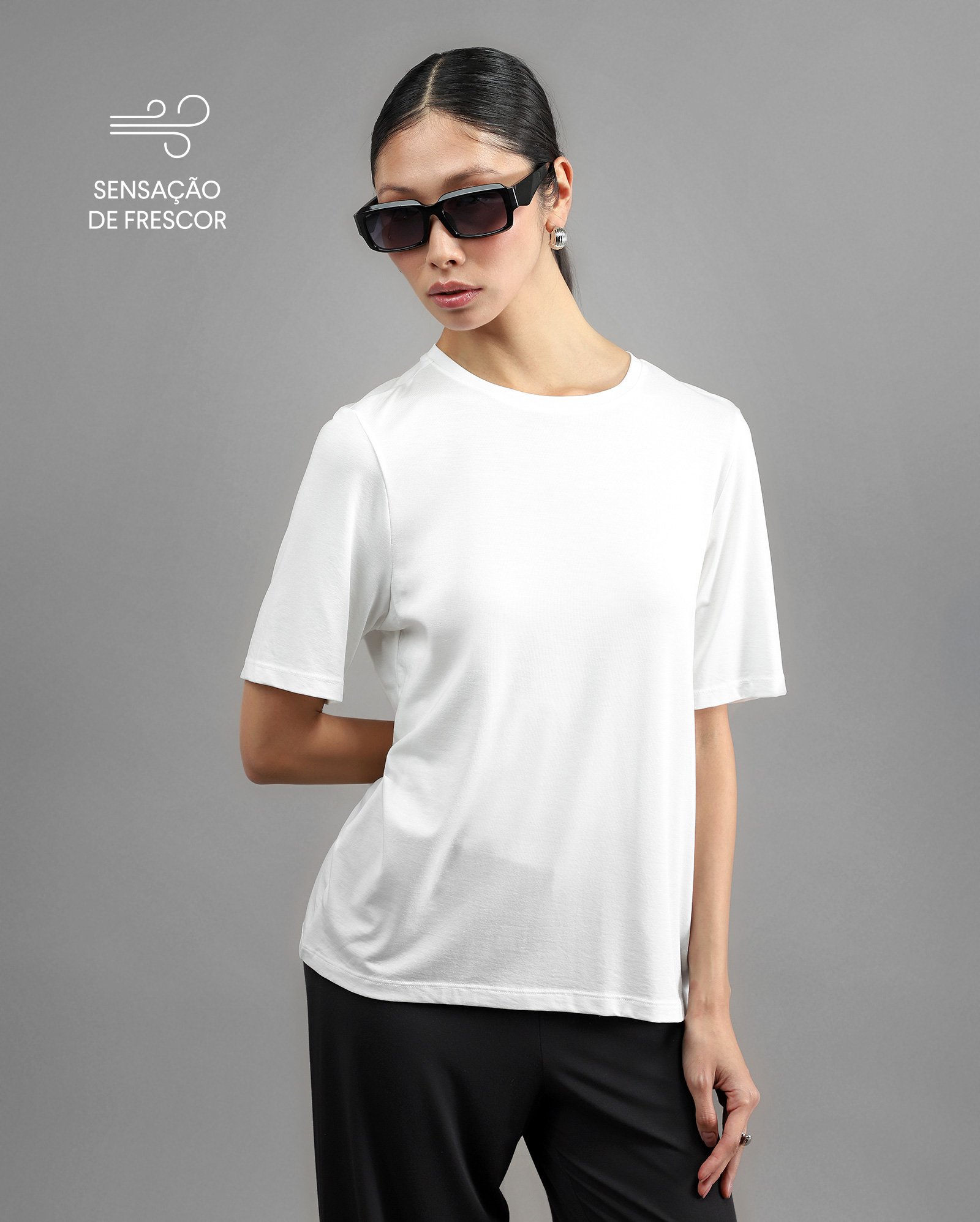 Camiseta feminina Tech UltraFresh - Branco