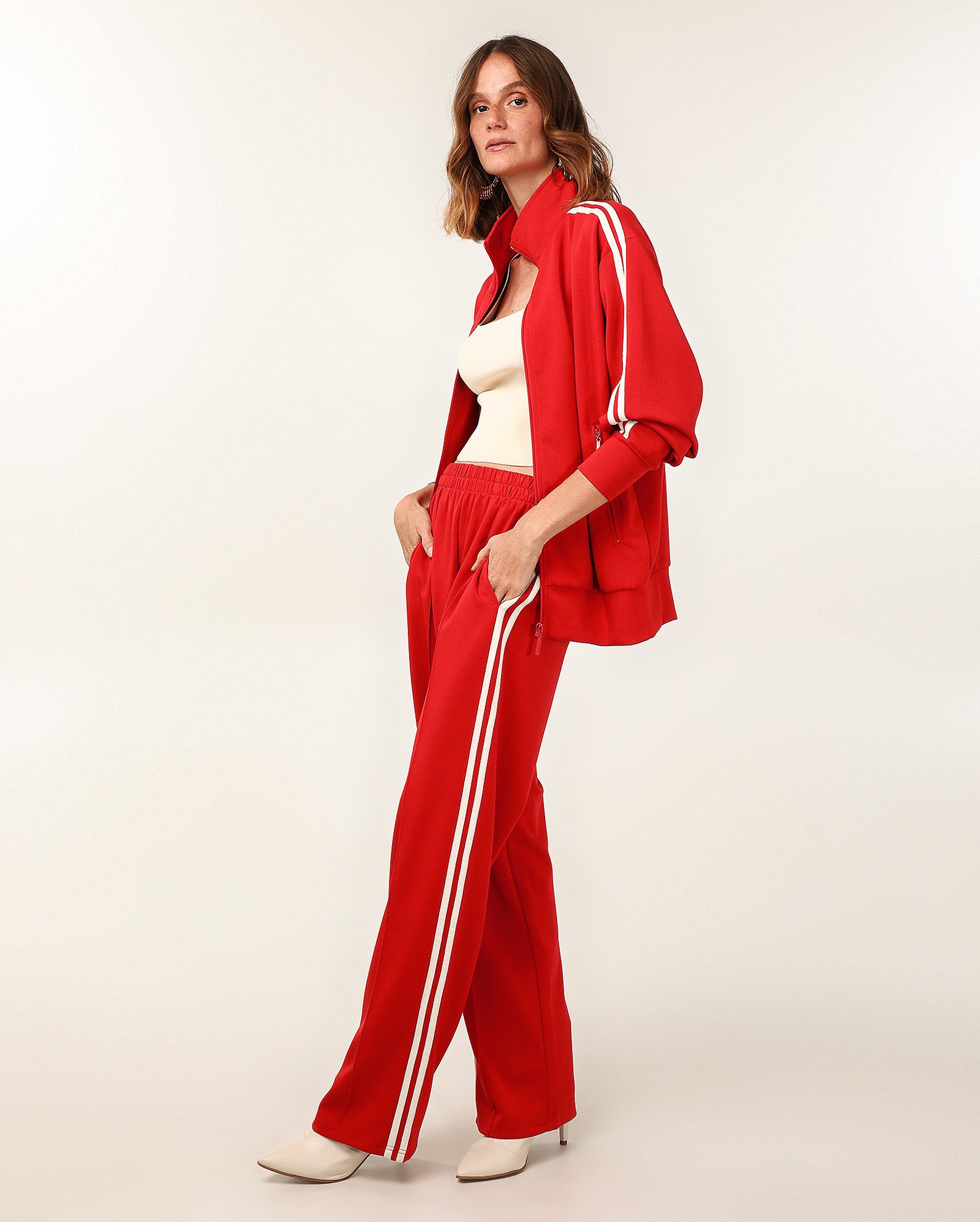 Jaqueta feminina de malha com viés e gola alta - Vermelho | AK by Riachuelo