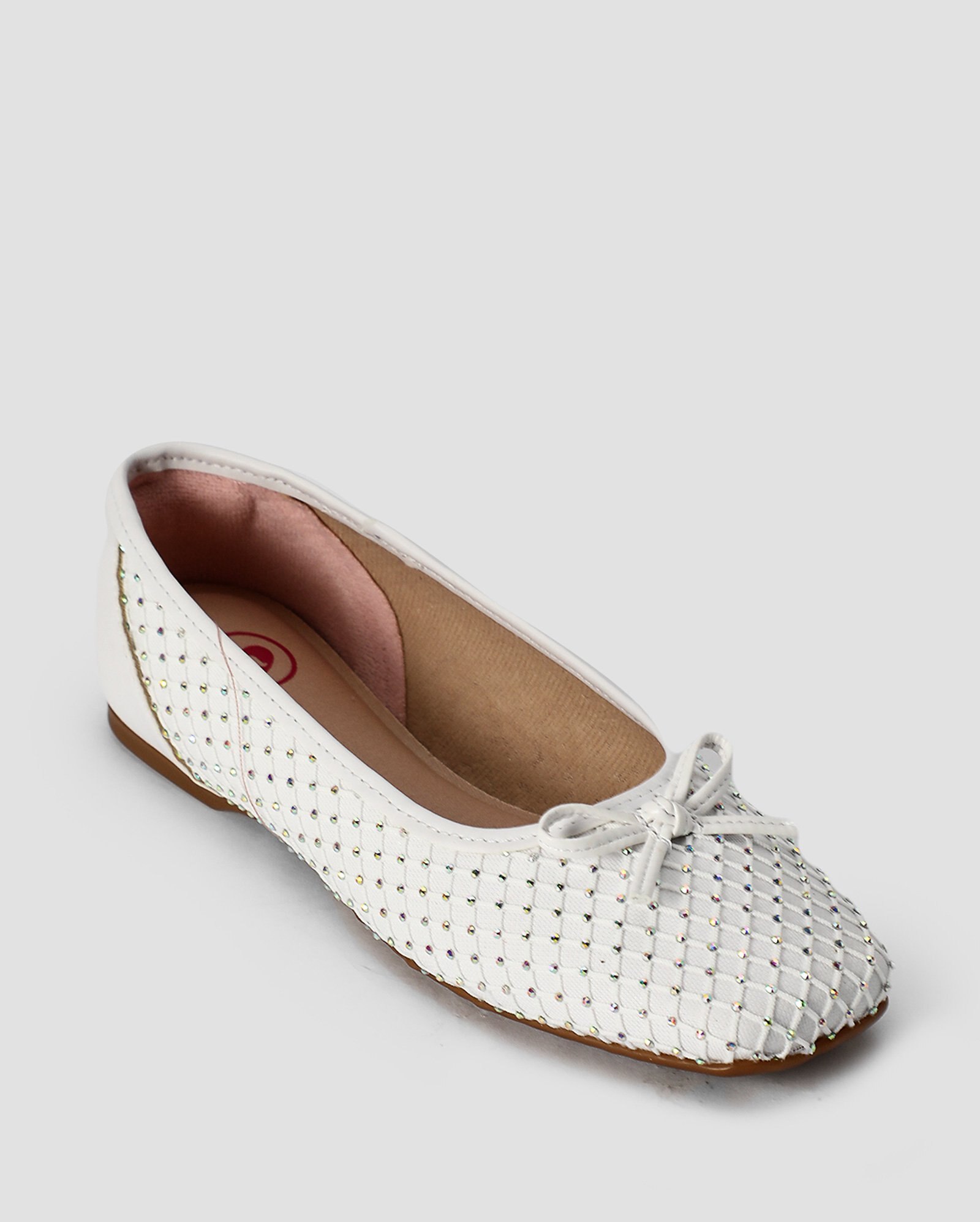 Sapatilha infantil com strass e laço - Branco | Molekinha