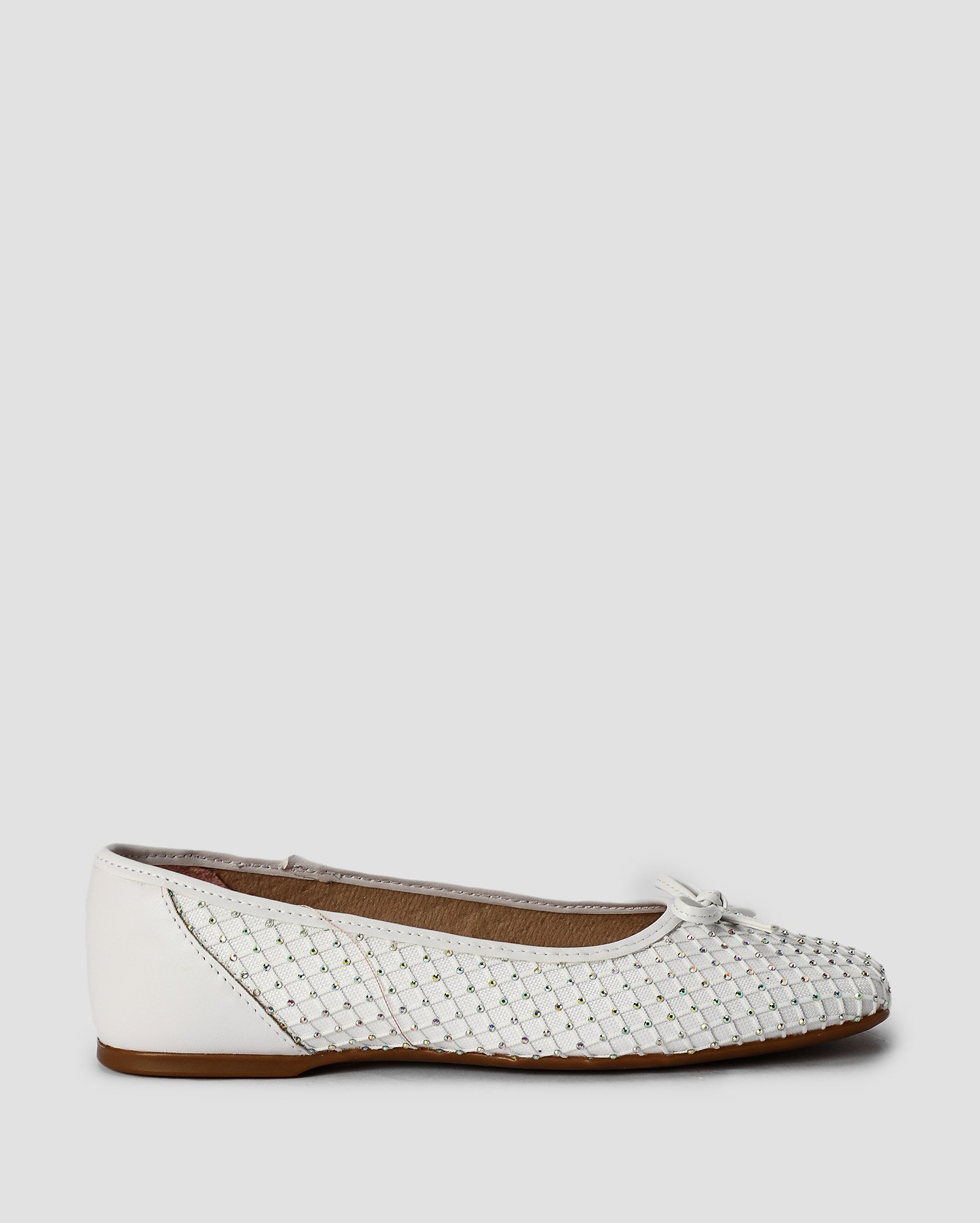 Sapatilha infantil com strass e laço - Branco | Molekinha