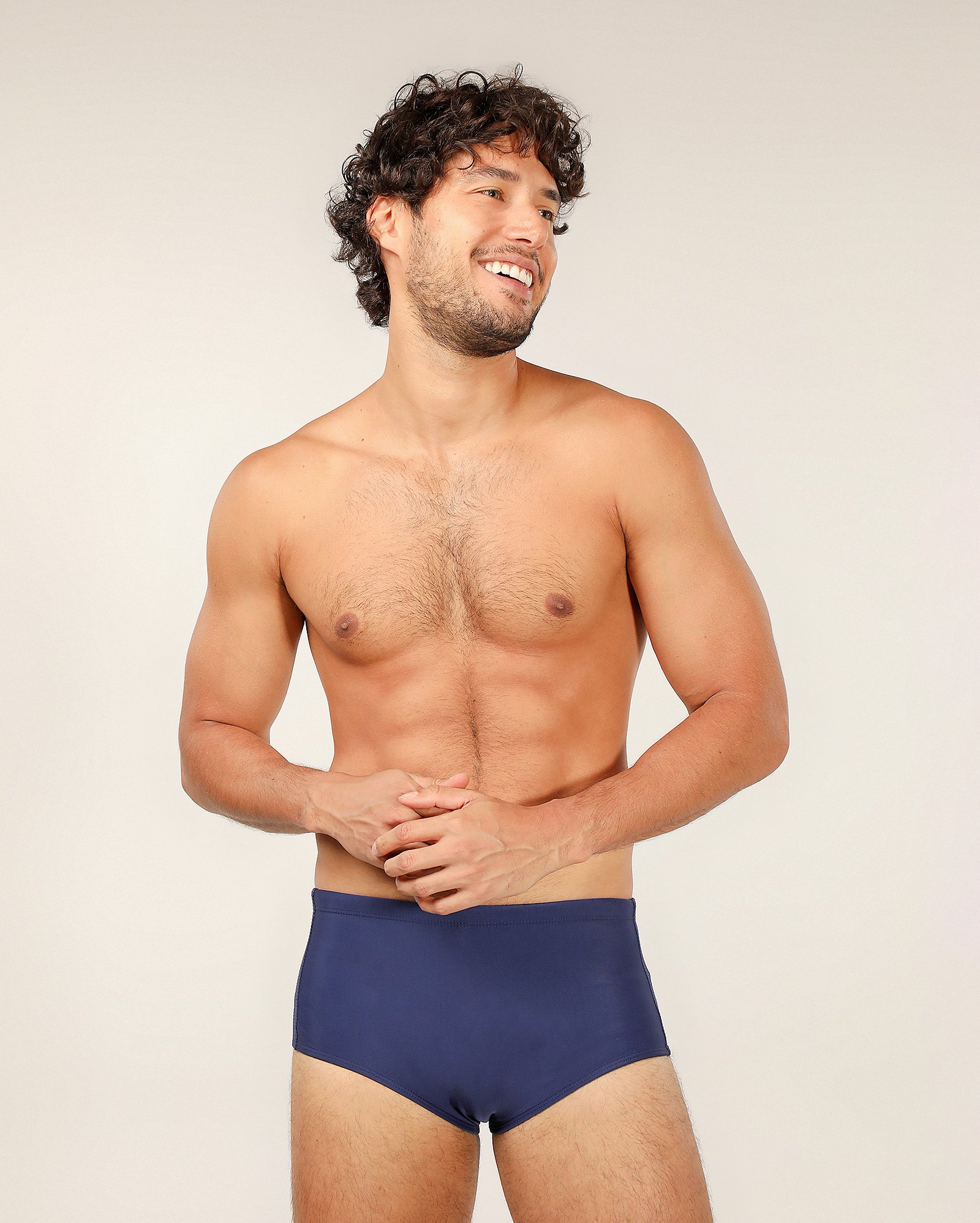 Sunga tradicional lisa com faixa lateral azul | Pool