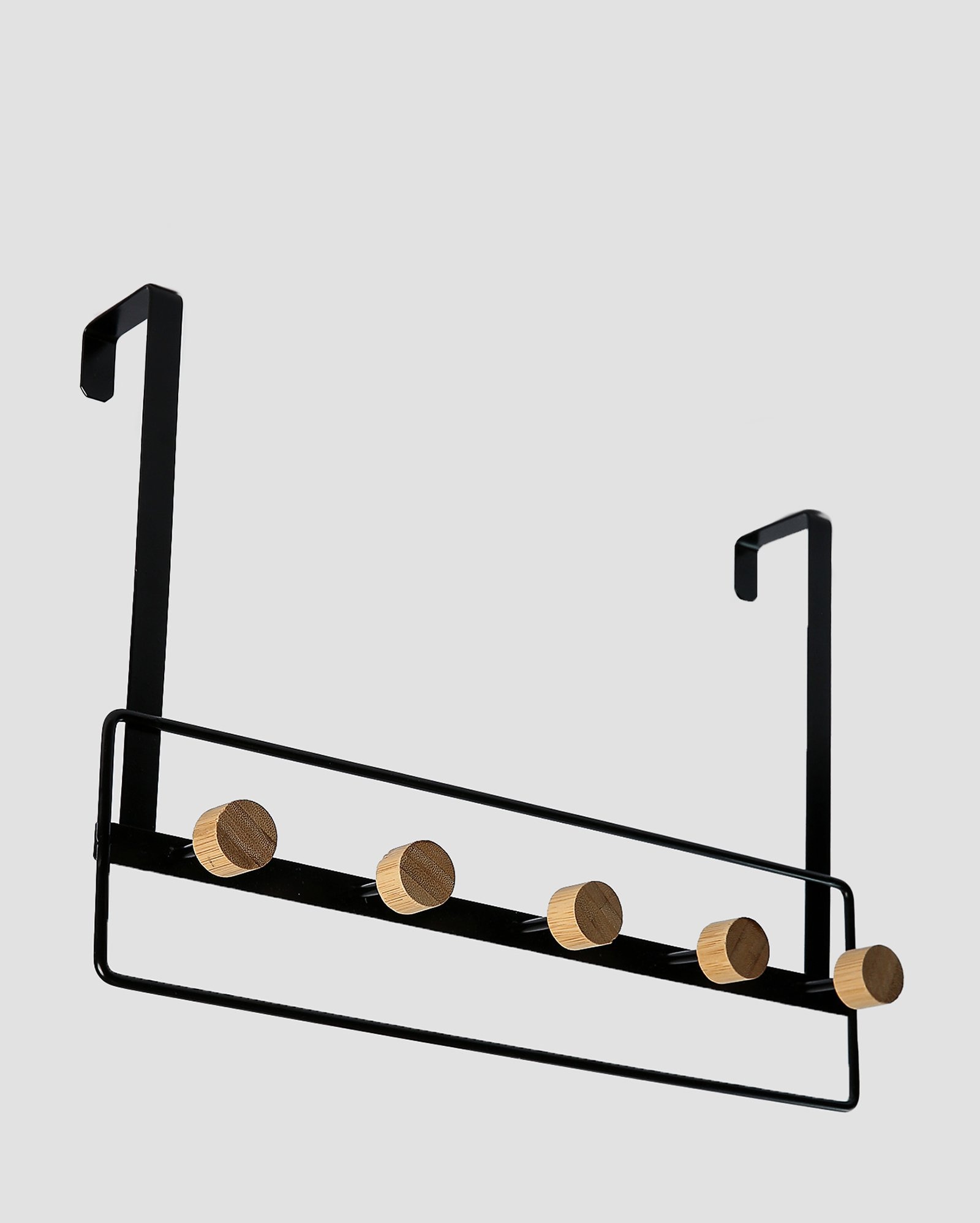 Gancho de porta multiplo em metal 39cm preto | Casa Riachuelo