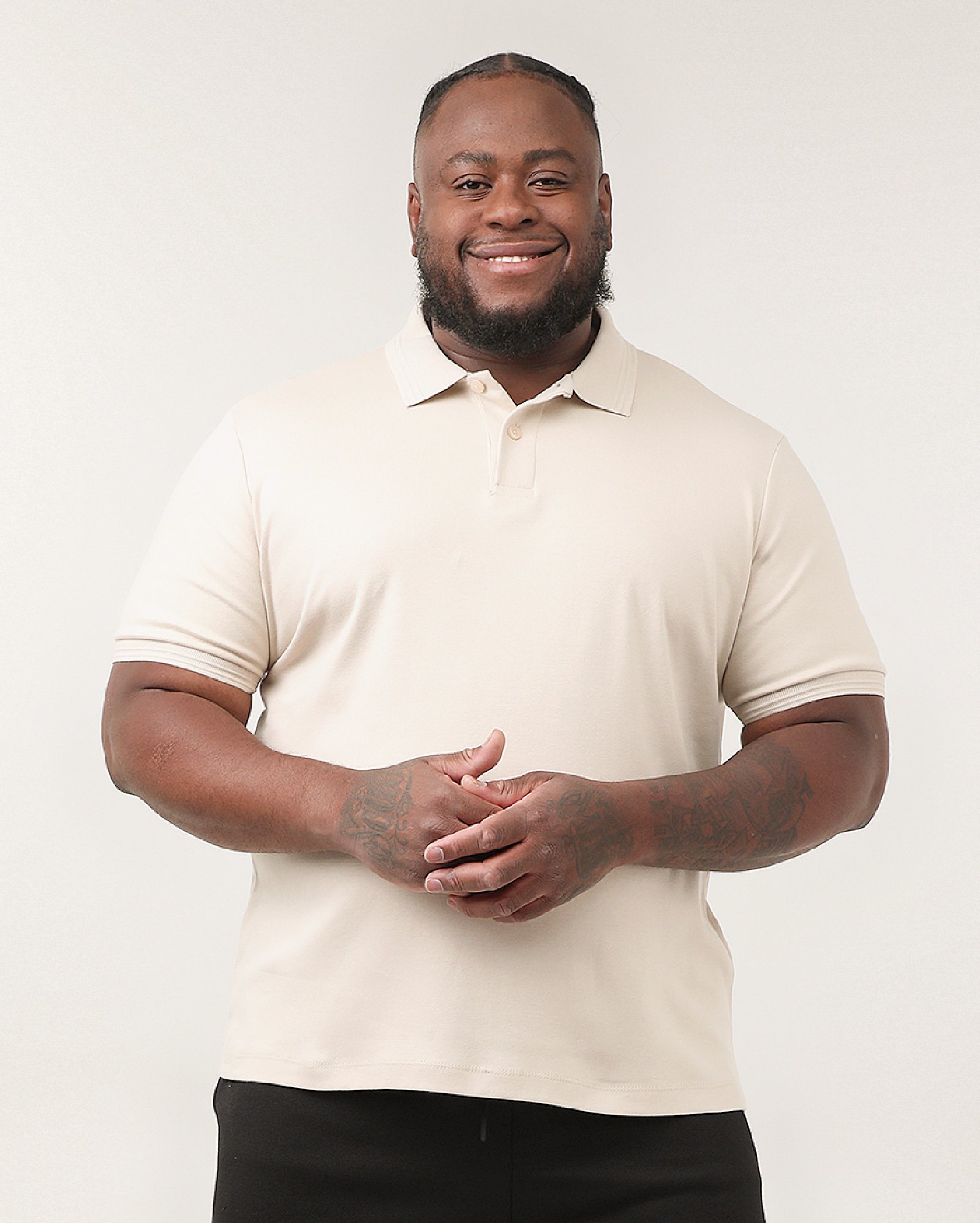 Camisa polo plus size masculina regular piquet bege | Original Plus by Riachuelo
