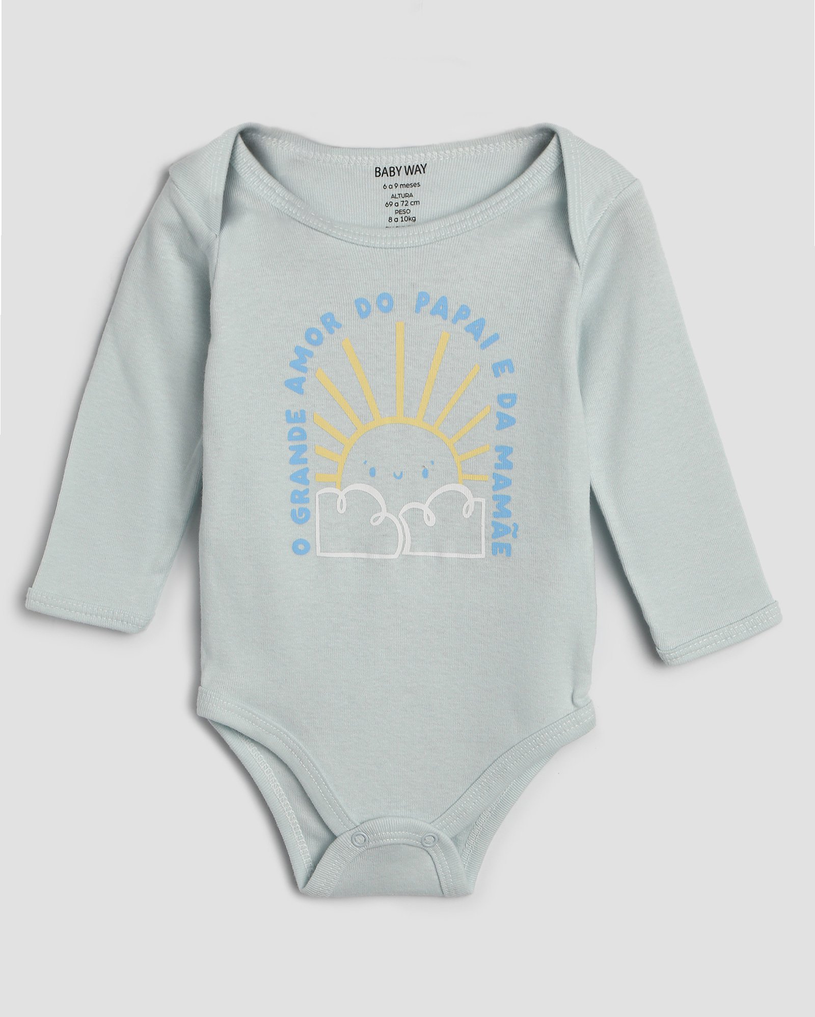 Body bebê manga longa solzinho e nuvem azul | Baby Way