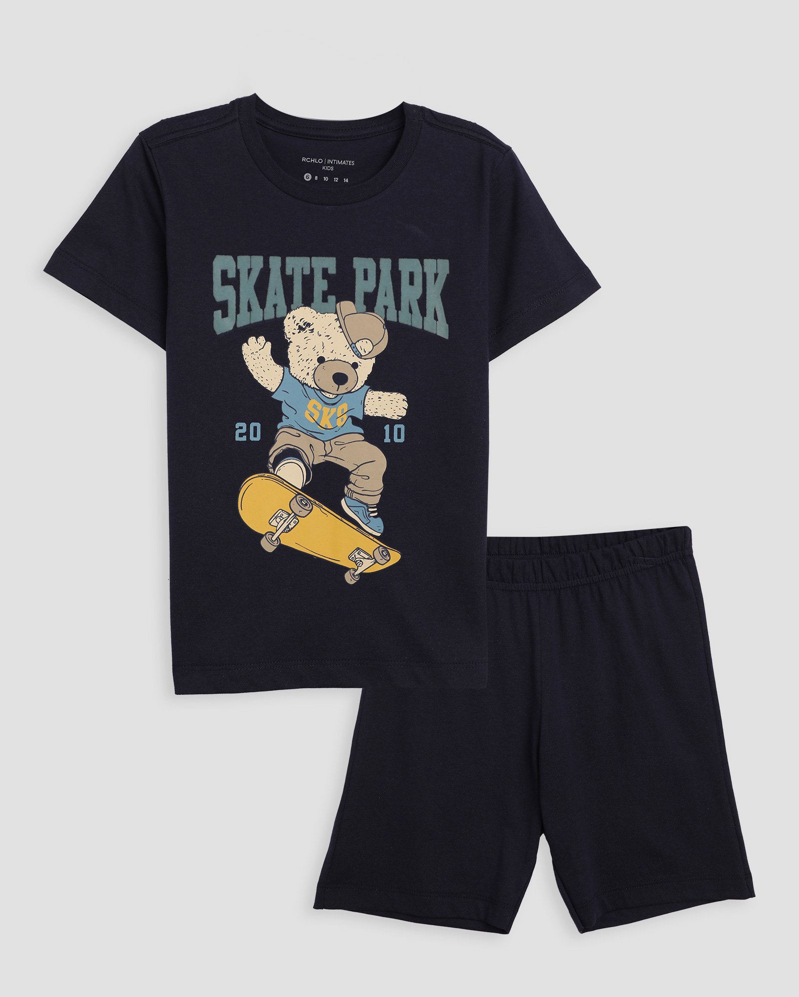 Pijama curto infantojuvenil urso skate park 6-14A azul | Accessori by Riachuelo