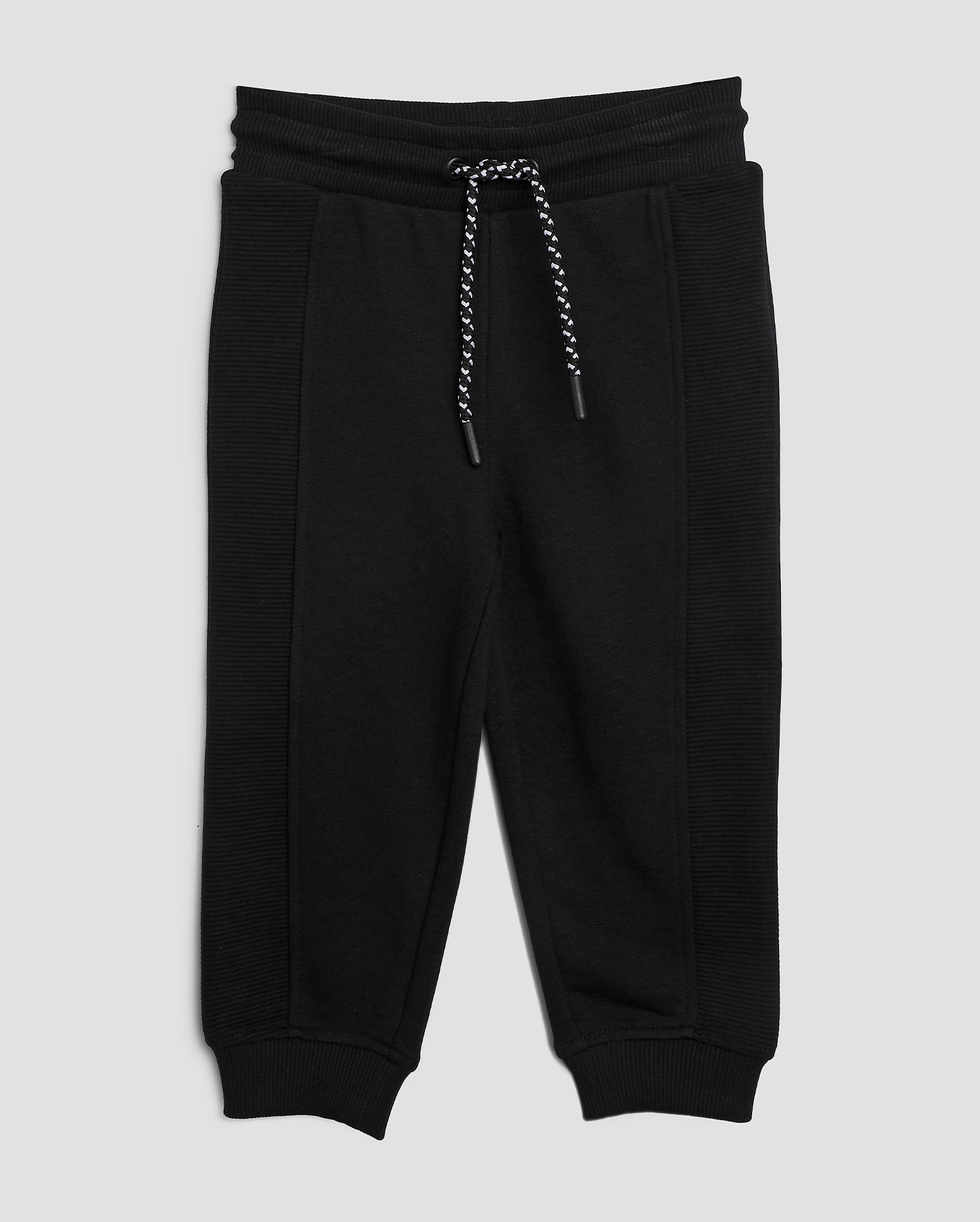 Calça de moletom infantil jogger recorte canelado 1-4A - Preto | Pool Kids