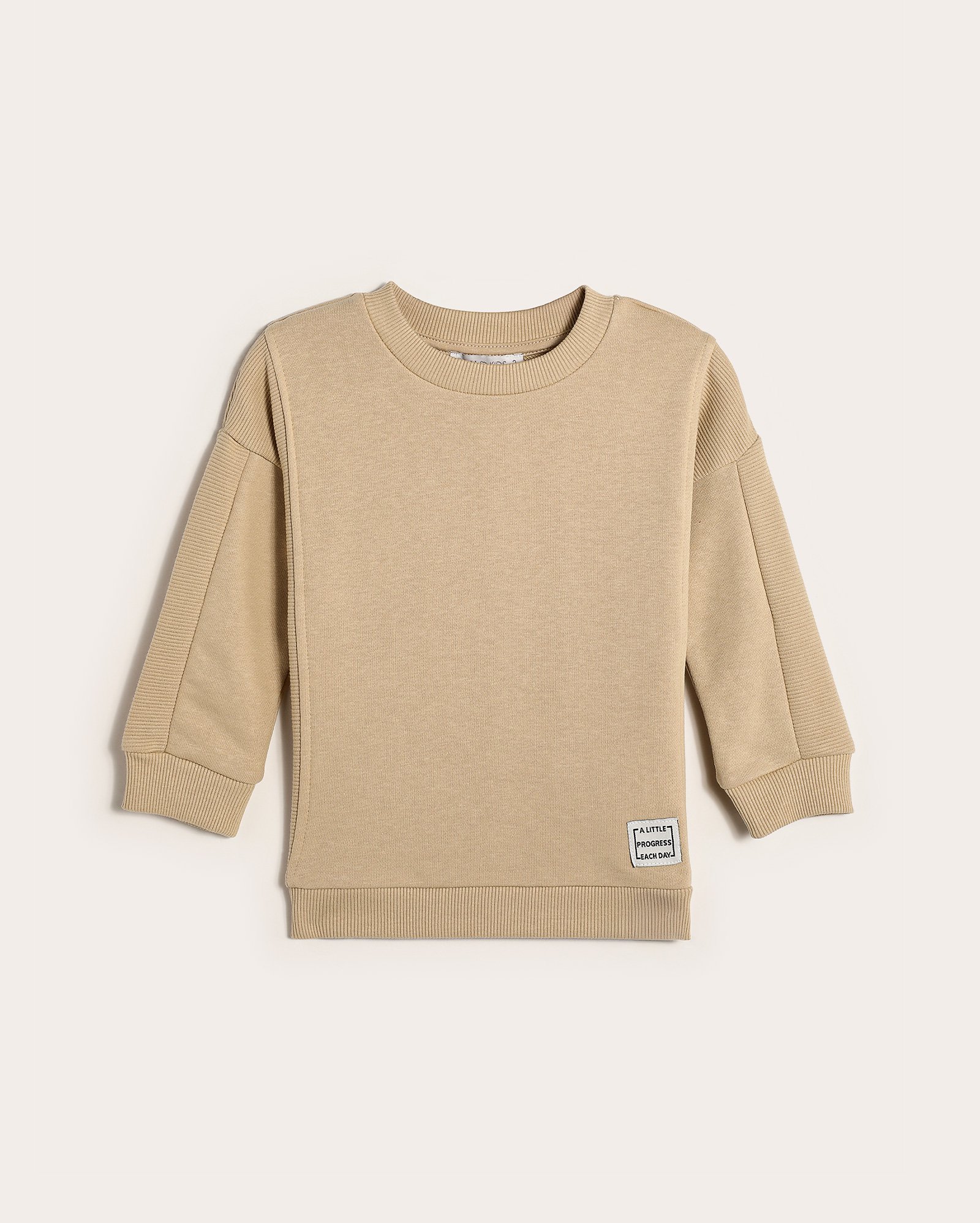 Blusa de moletom infantil recorte canelado 1-4A - Bege | Pool Kids