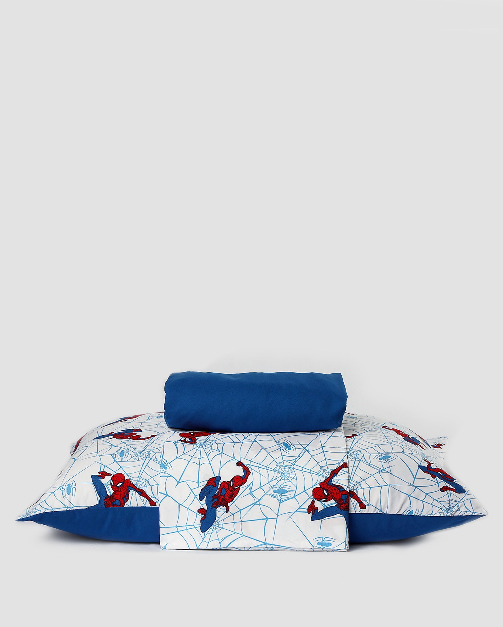 Jogo de cama solteiro 3 peças soft touch Homem-Aranha teia azul | Casa Riachuelo