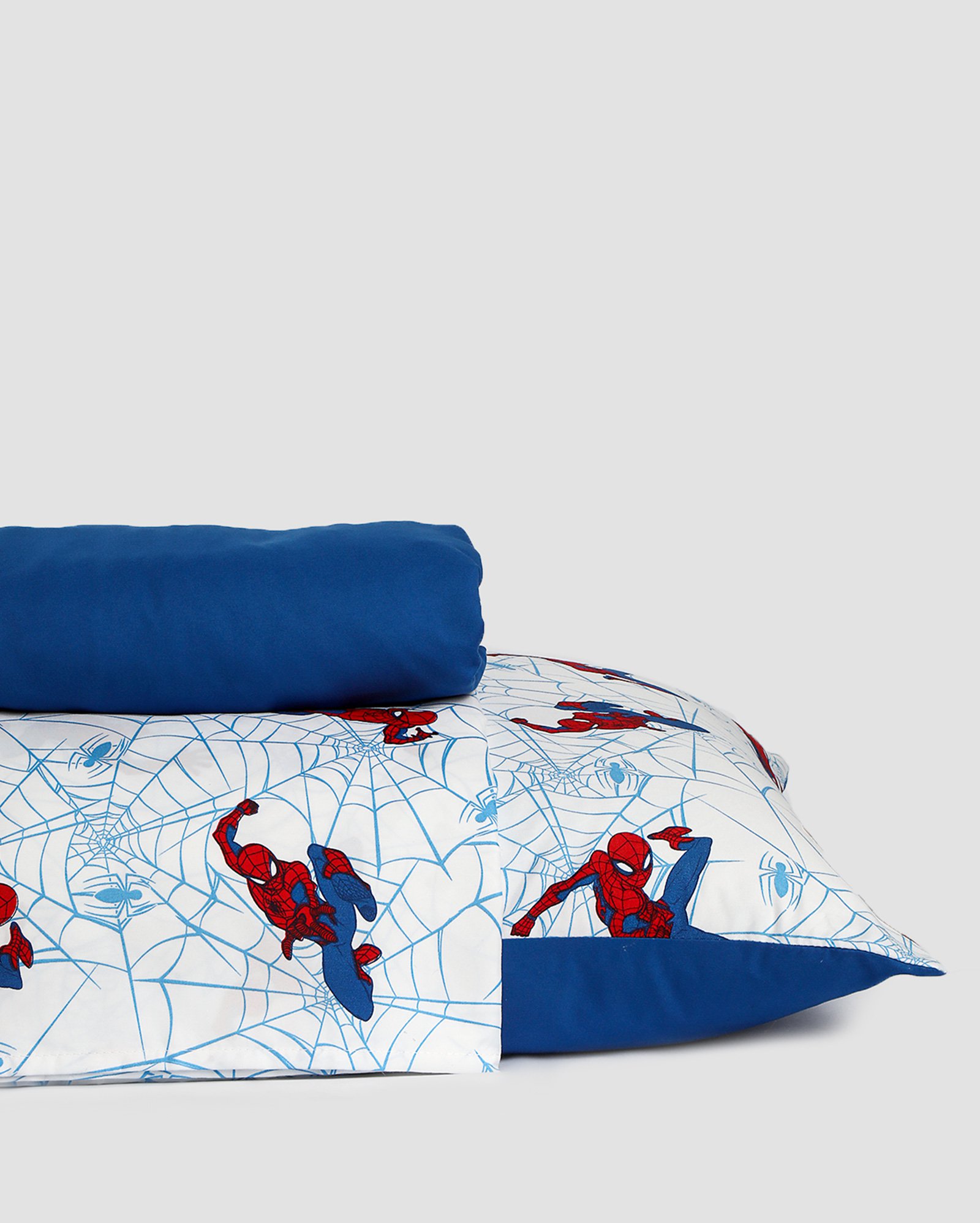 Jogo de cama solteiro 3 peças soft touch Homem-Aranha teia azul | Casa Riachuelo