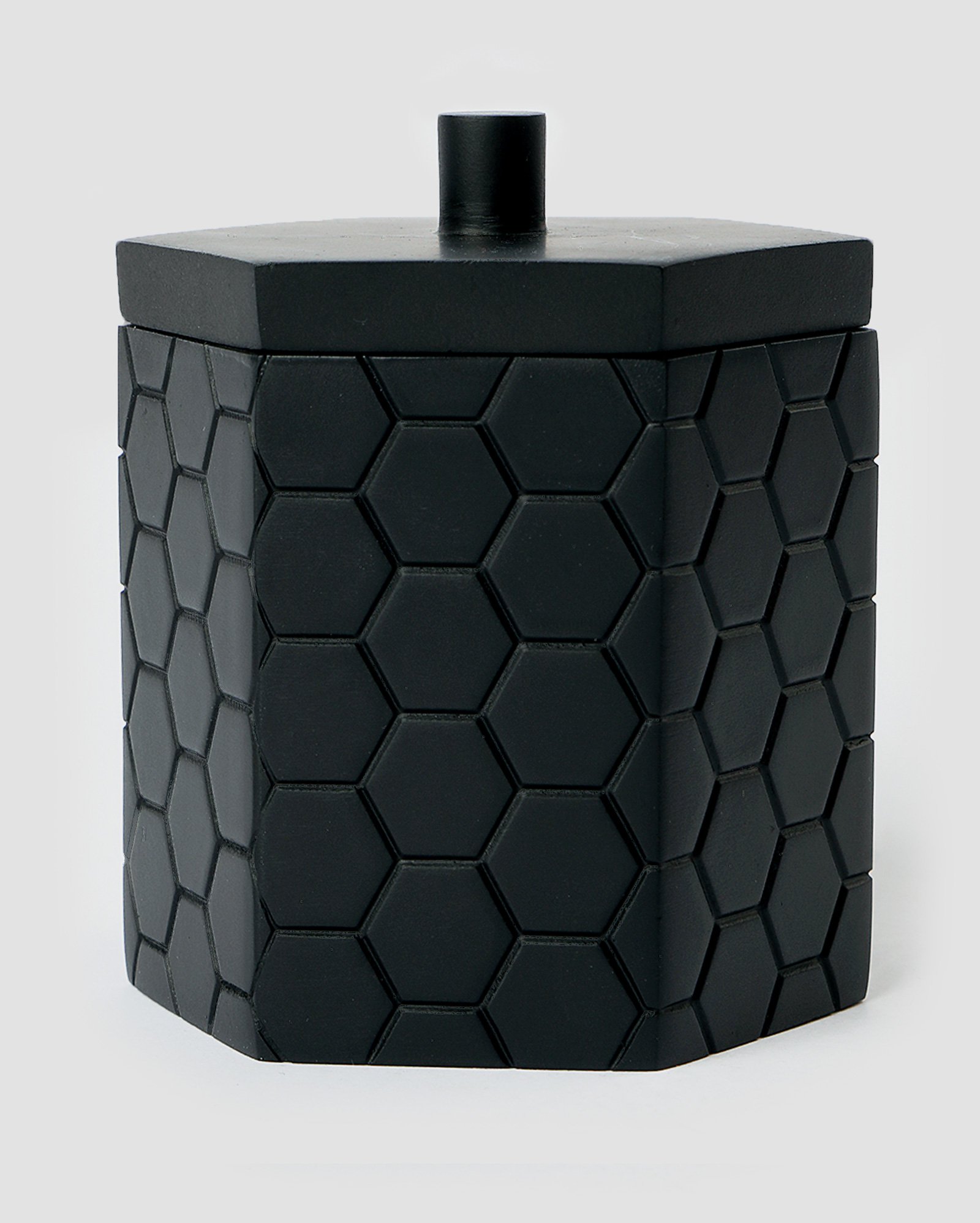 Pote decorativo com tampa Bee geométrico preto | Casa Riachuelo