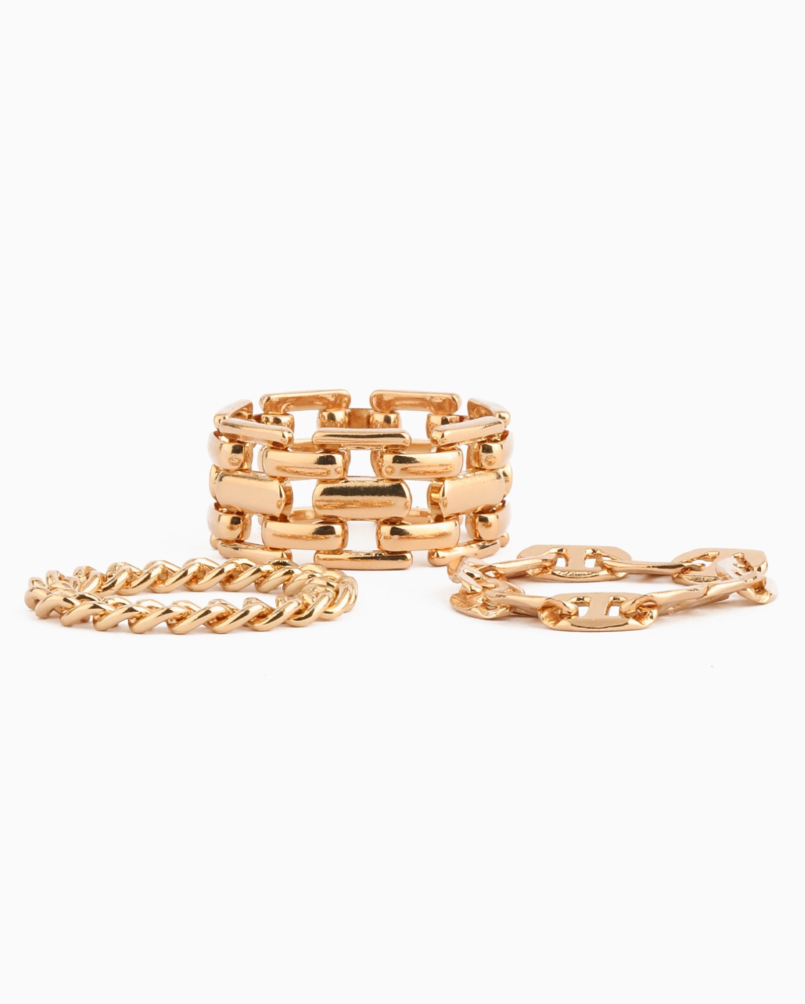 Kit anéis feminino 3 peças correntes dourado | Accessori by Riachuelo