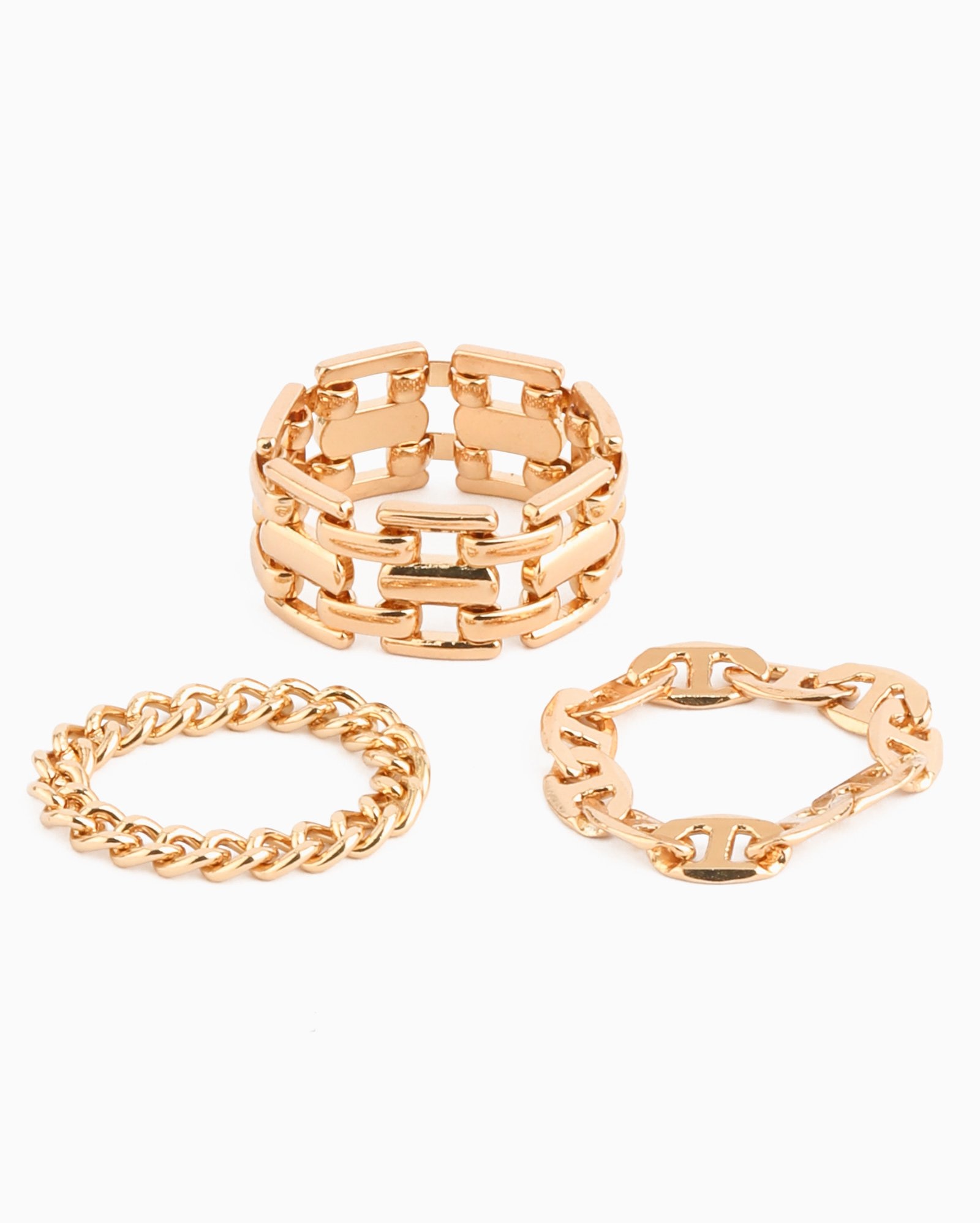 Kit anéis feminino 3 peças correntes dourado | Accessori by Riachuelo