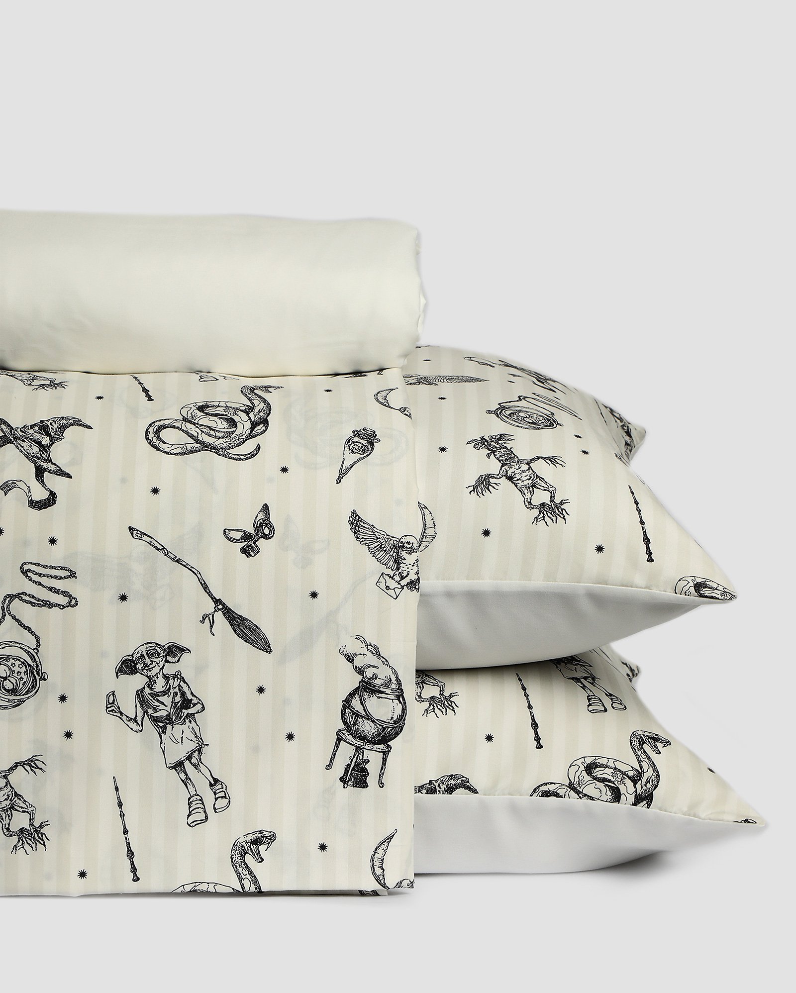 Jogo de cama casal 4 peças soft touch Harry Potter branco | Casa Riachuelo