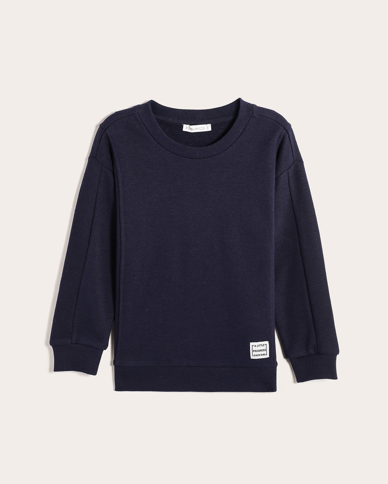 Blusa de moletom infantil recorte canelado 4-10A - Azul Escuro | Pool Kids