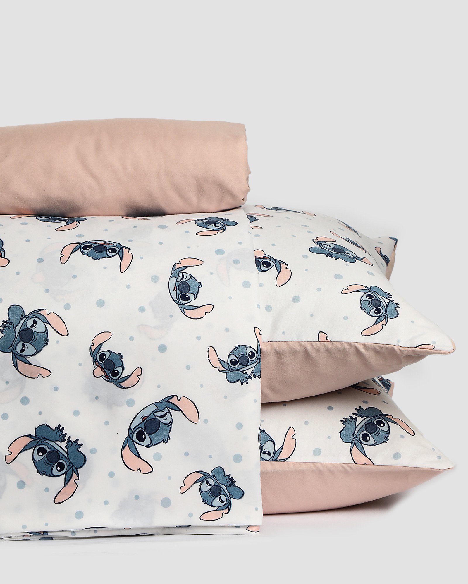 Jogo de cama queen 4 peças soft touch cabeça Stitch branco | Casa Riachuelo