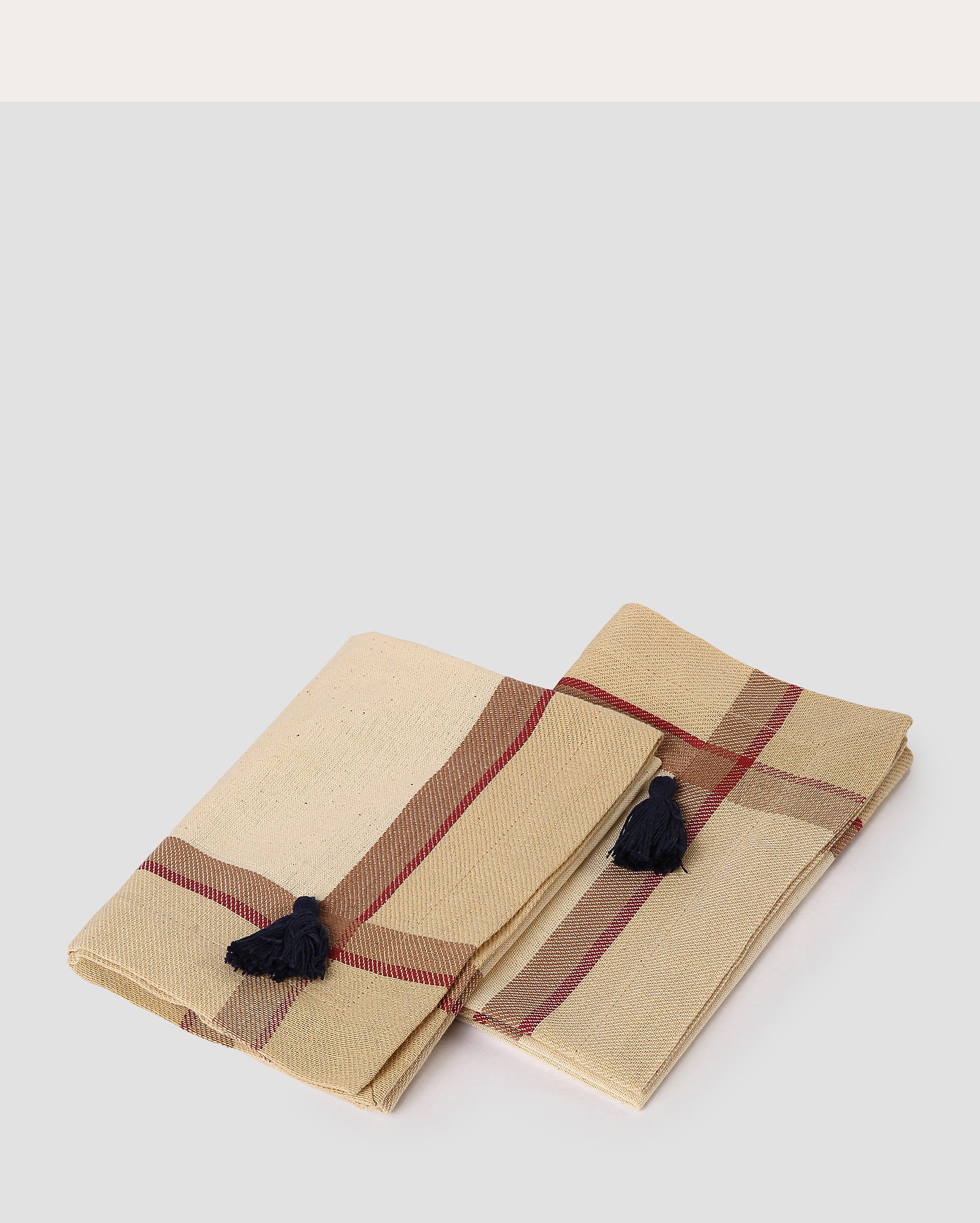Kit guardanapo de tecido 2 peças Milo com tassel bege | Casa Riachuelo