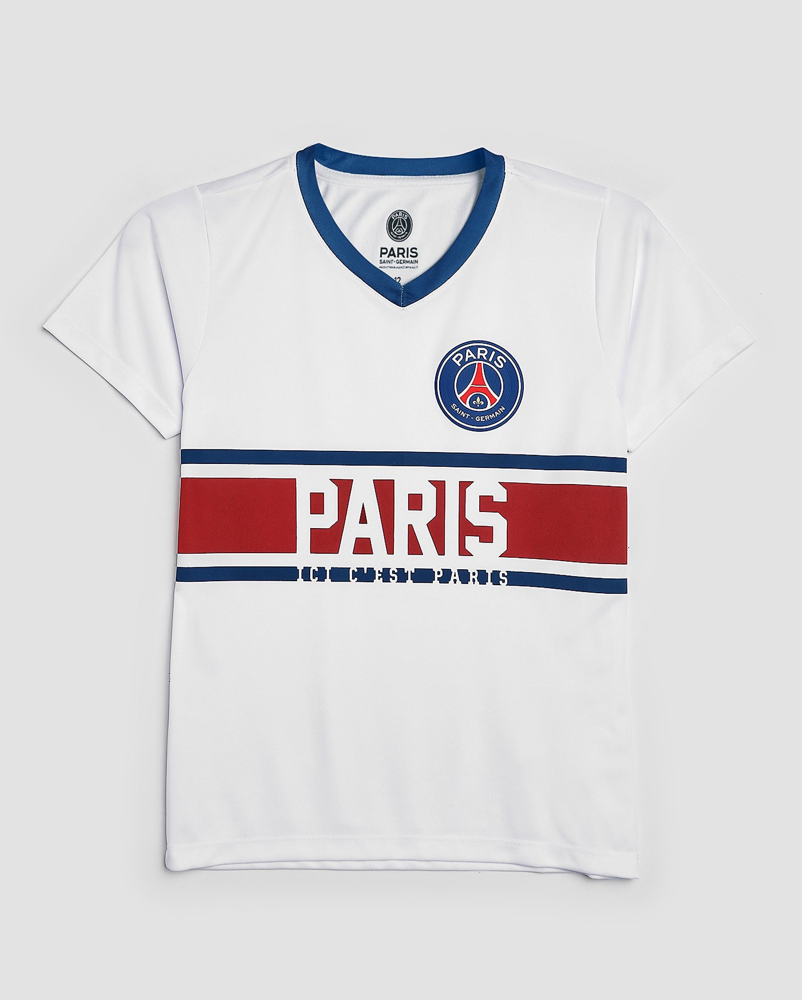 Camiseta juvenil futebol Paris Saint Germain escudo branca