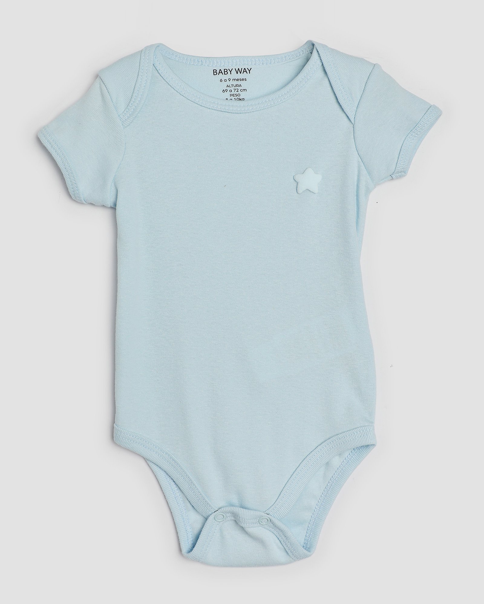 Body bebê manga curta estrela - Azul Claro | Baby Way