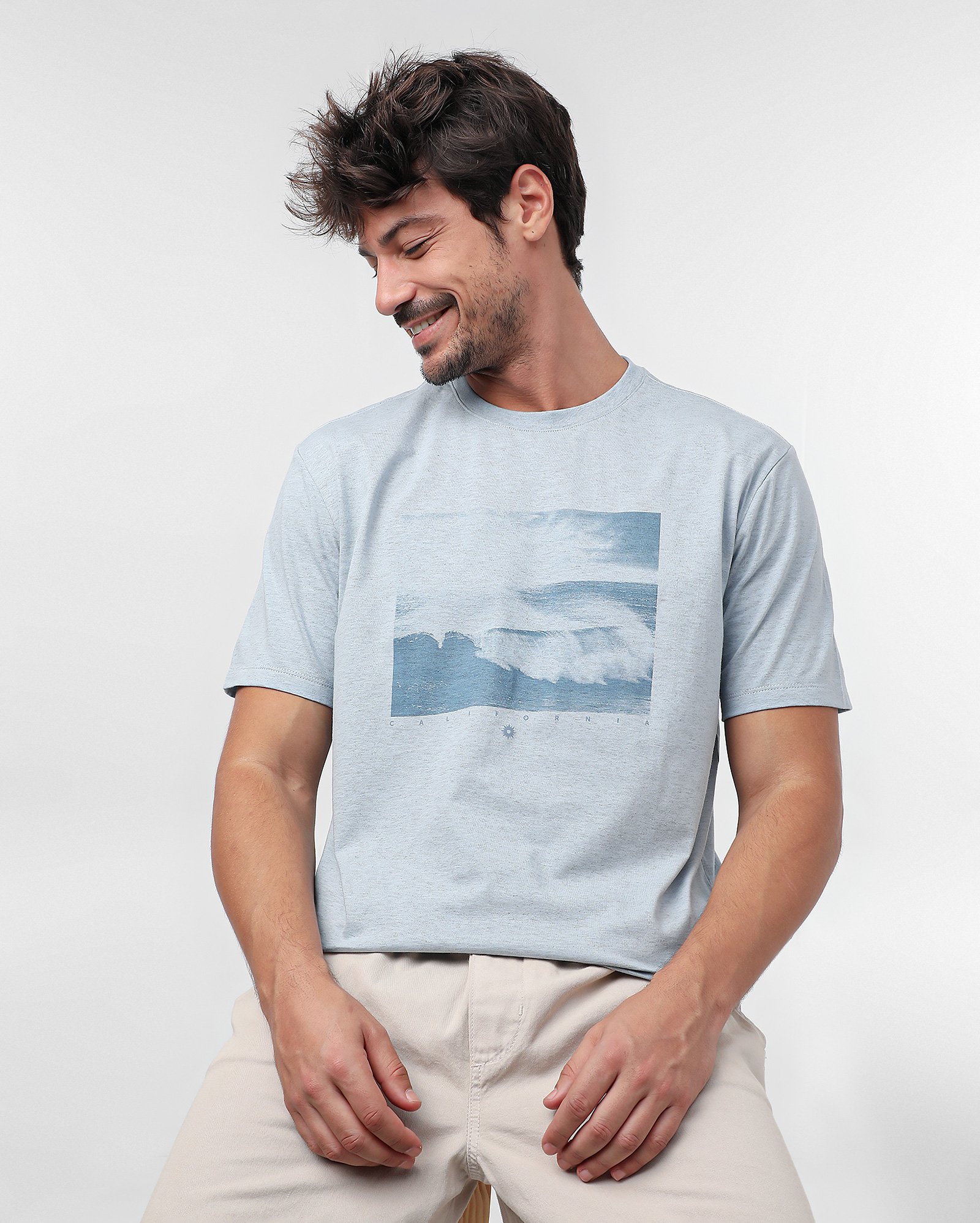 Camisa Ipanema Onda Creme/Azul