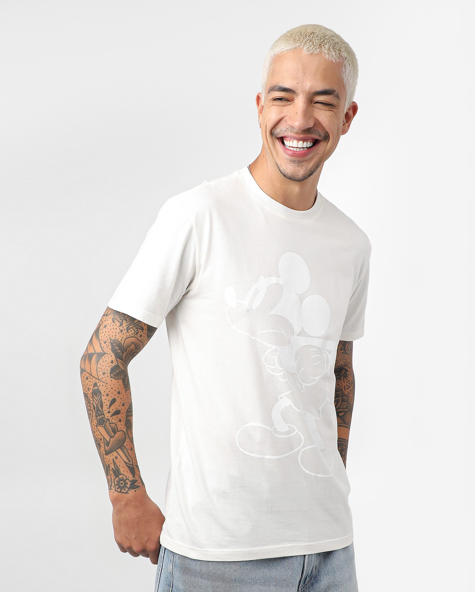 Camiseta masculina angry Mickey texturizada branca | Disney