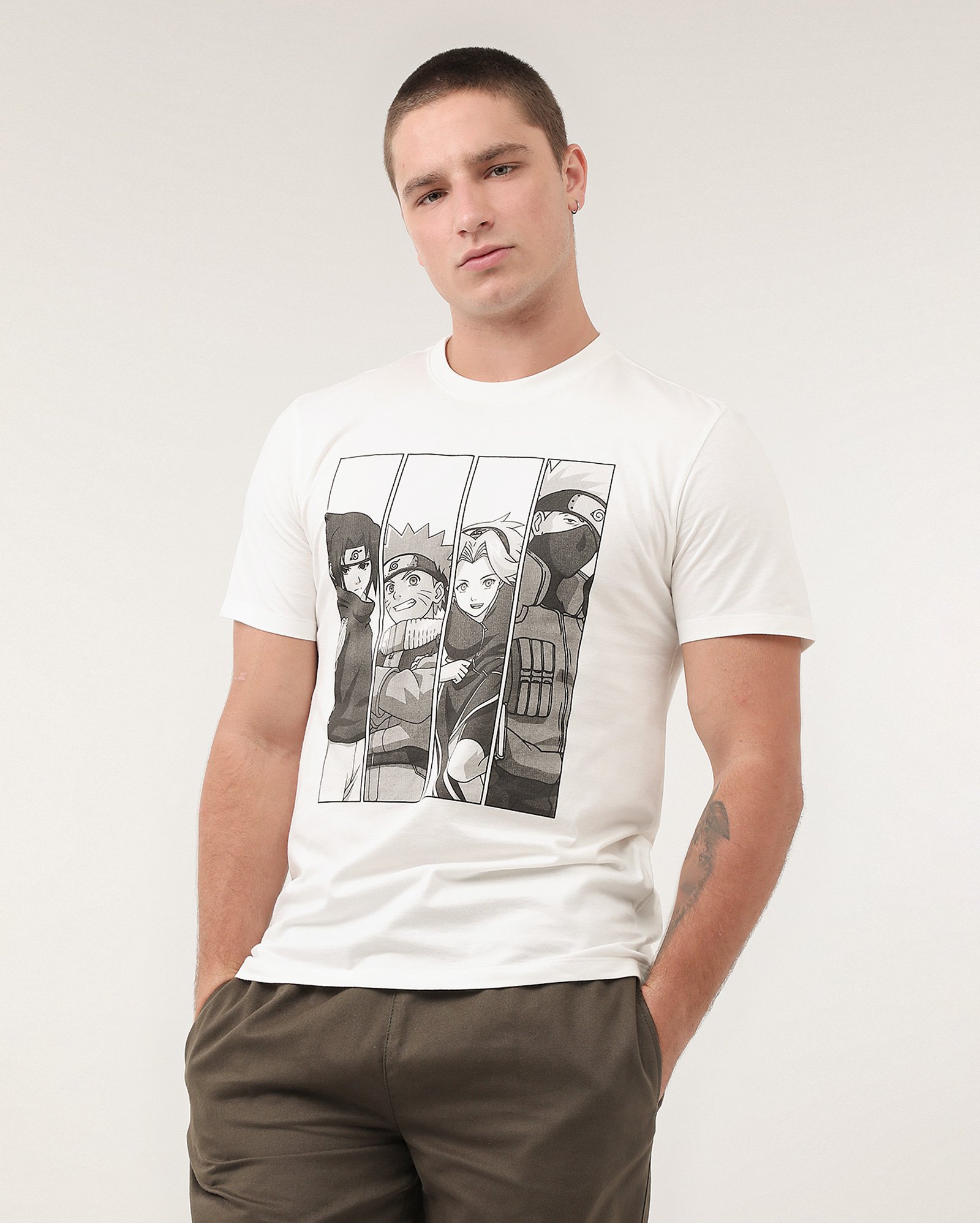 Camiseta masculina regular personagens branca | Naruto