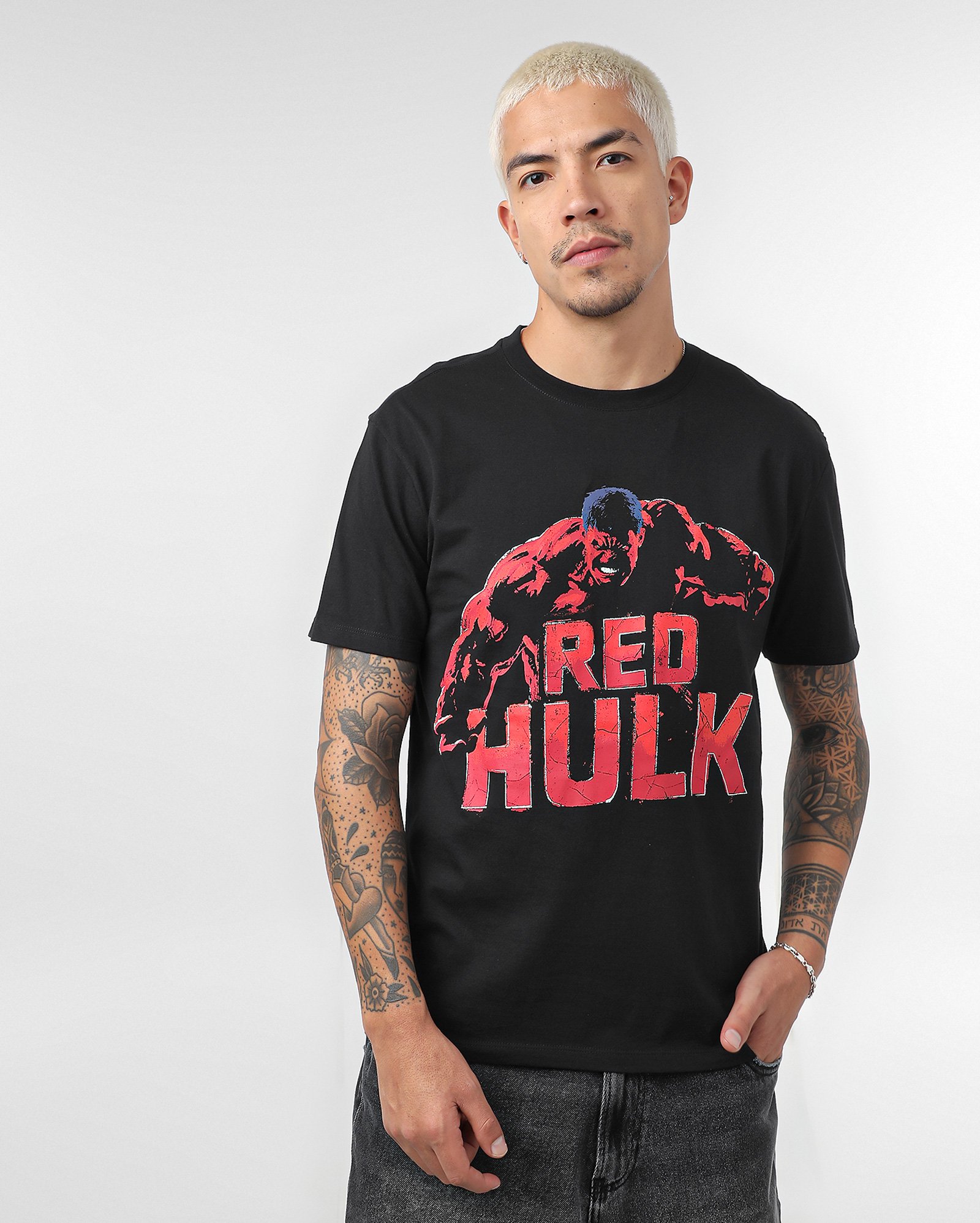 Camiseta masculina regular estampa Red Hulk preta | Marvel
