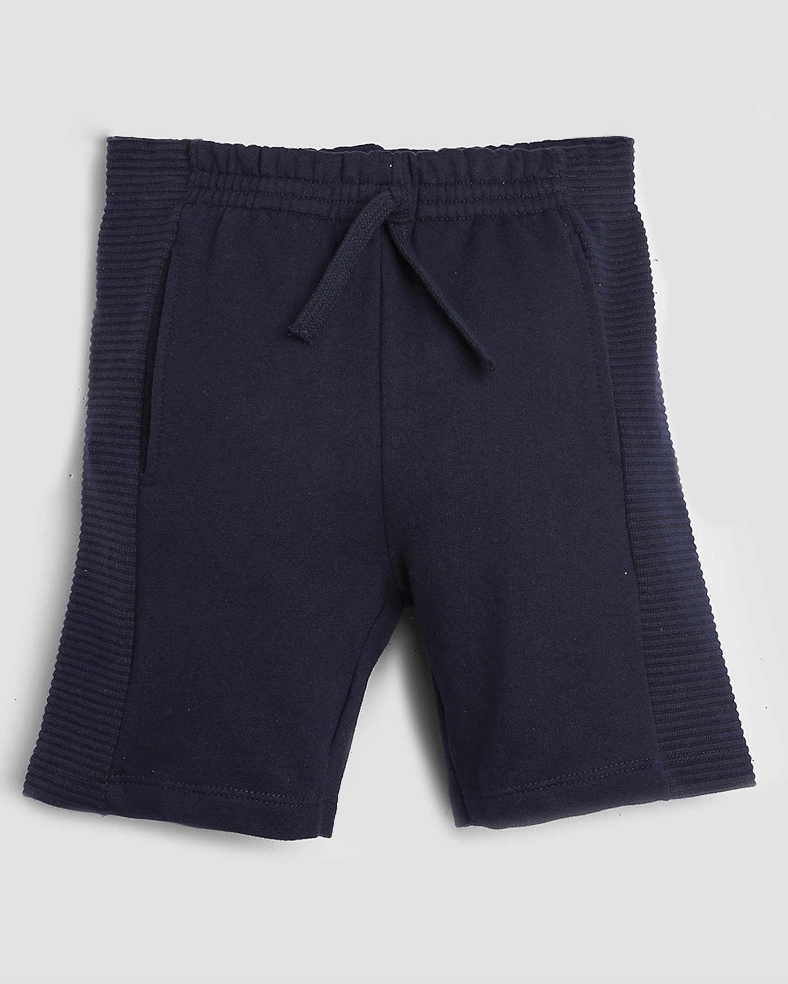 Bermuda de moletom infantil reta textura lateral 4-10A - Azul Escuro | Pool Kids