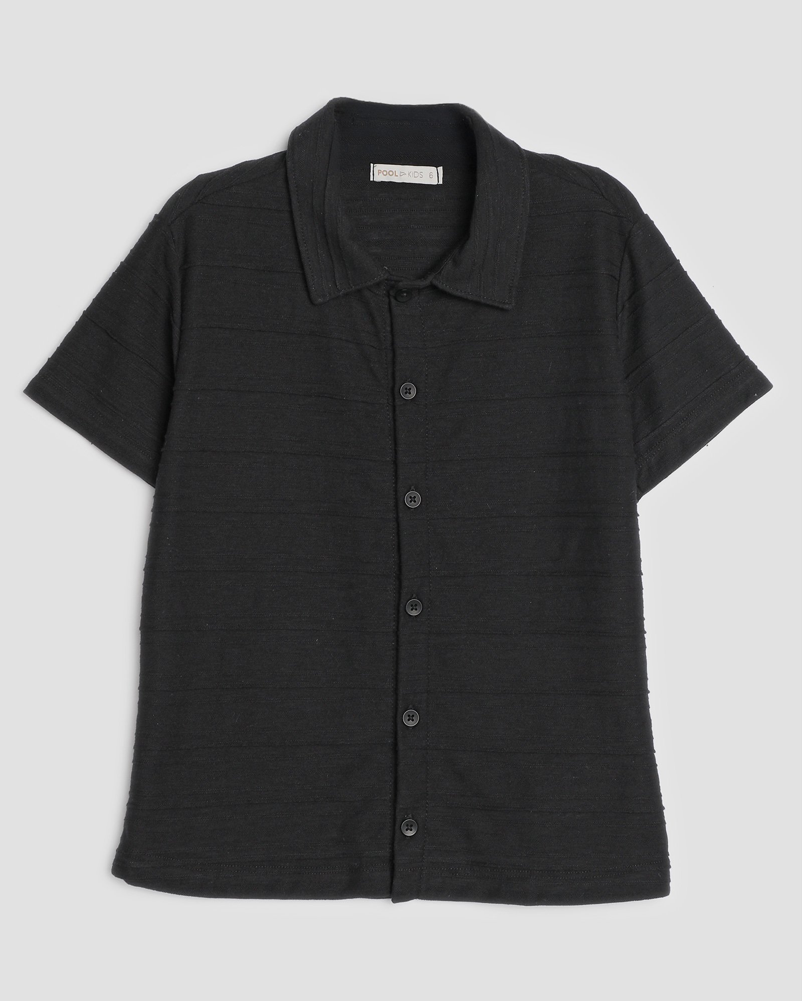 Camisa infantil manga curta com abotoamento 4-10A - Preto | Pool Kids