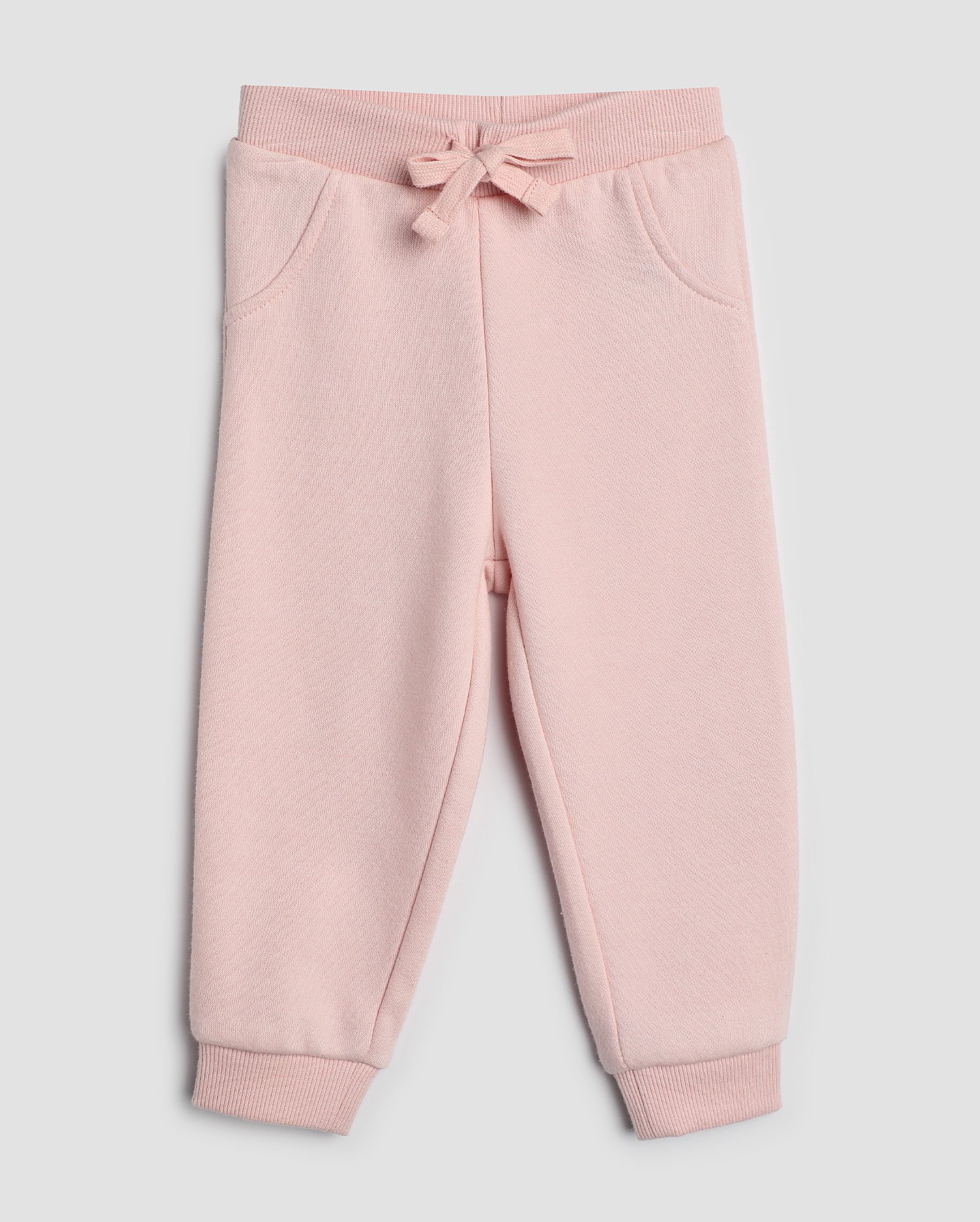Calça de moletom bebê jogger com felpa e cordão - Rosa Claro | Baby Way