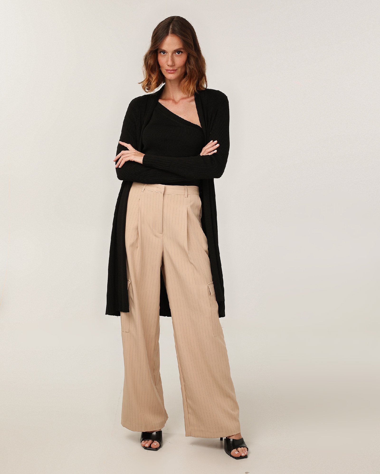 Cardigan feminino de tricot aberto - Preto | AK by Riachuelo