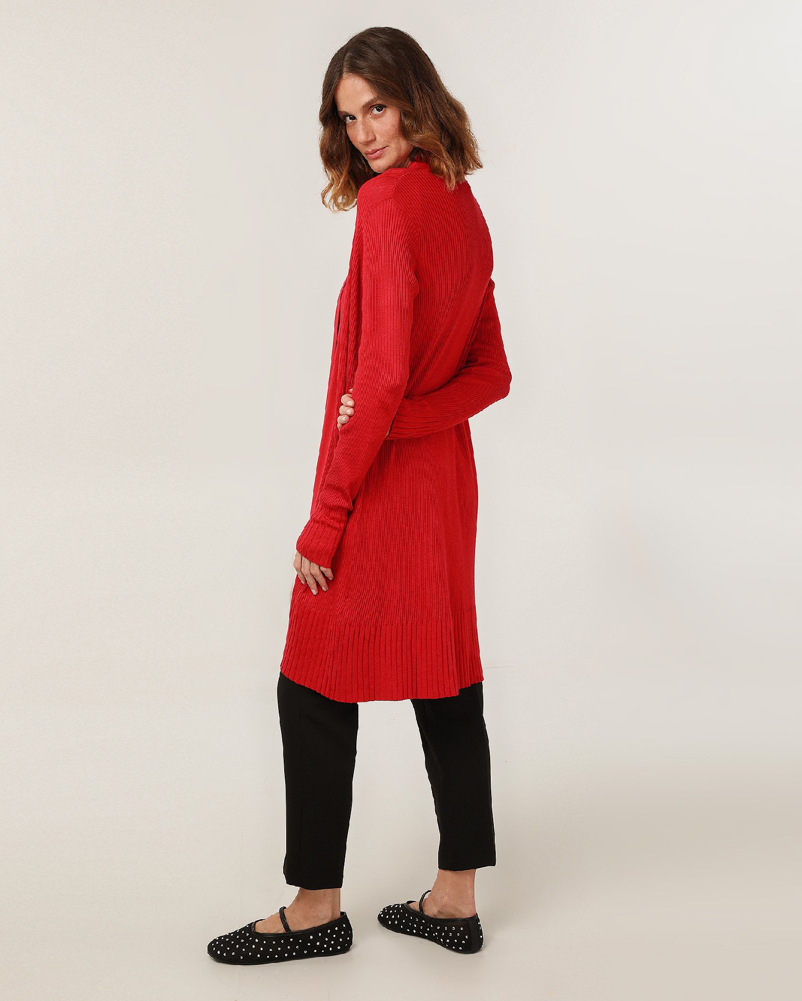 Cardigan feminino de tricot aberto - Vermelho | AK by Riachuelo