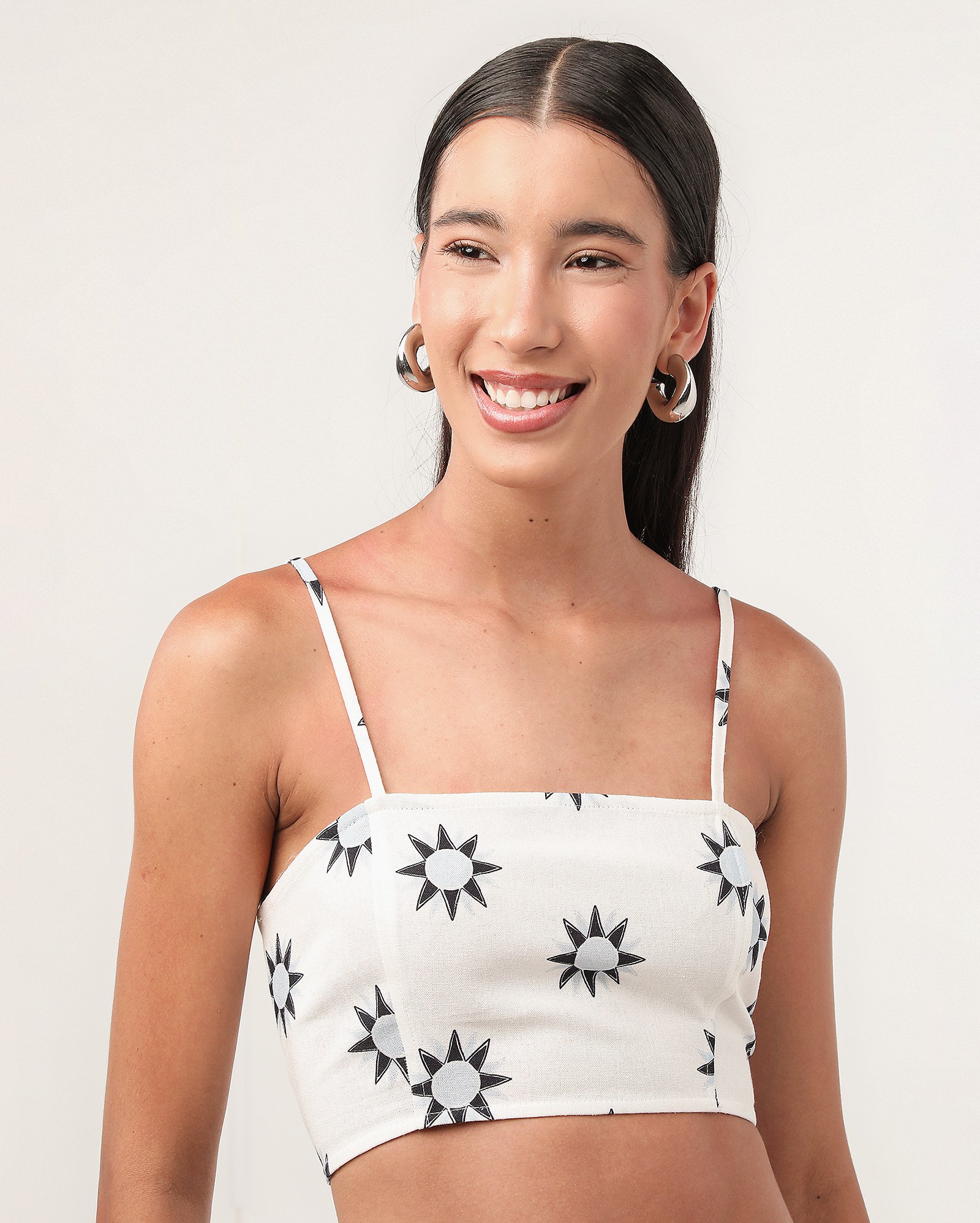 Regata cropped em viscolinho - off-white — foto 4