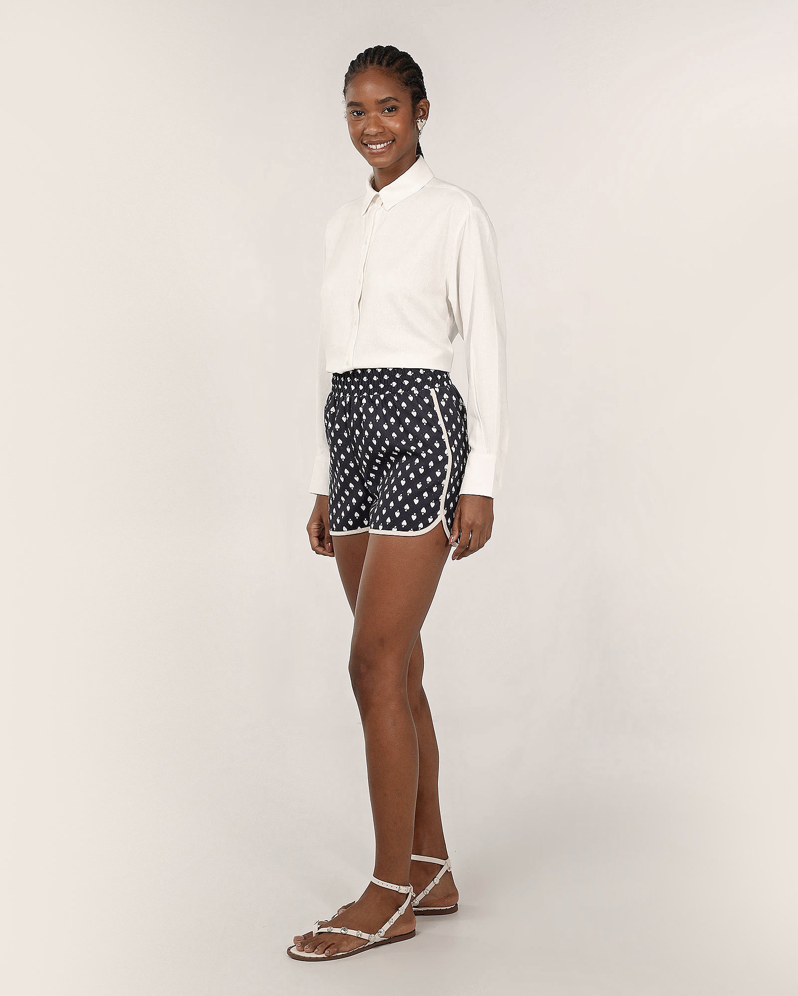 Short feminino em viscolinho caju - azul