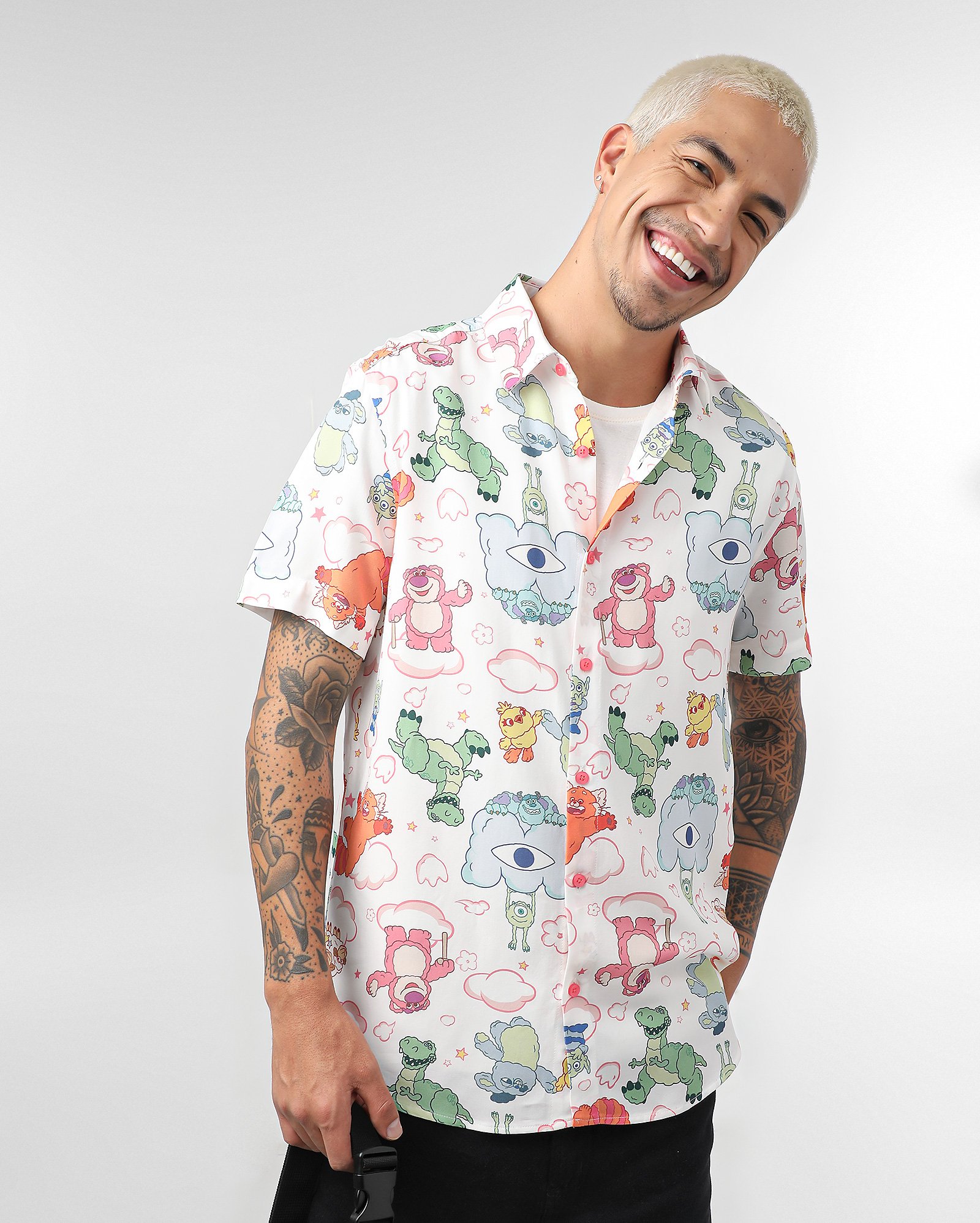 Camisa masculina viscose Disney Pixar branca | FANLAB