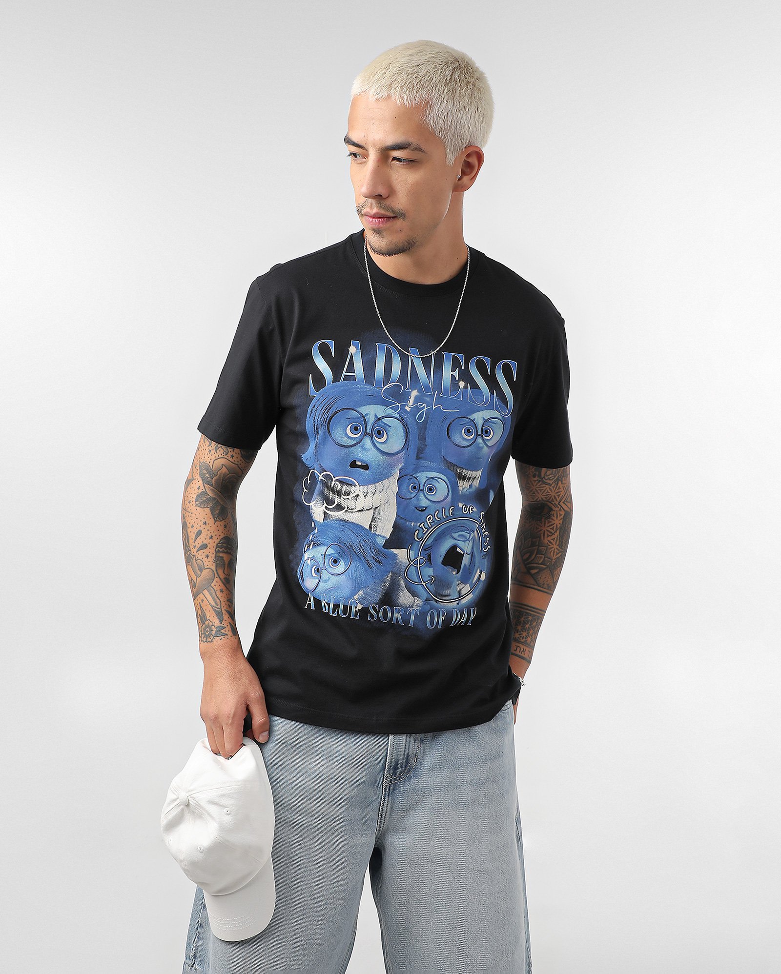 Camiseta masculina Divertida Mente Tristeza preta | FANLAB