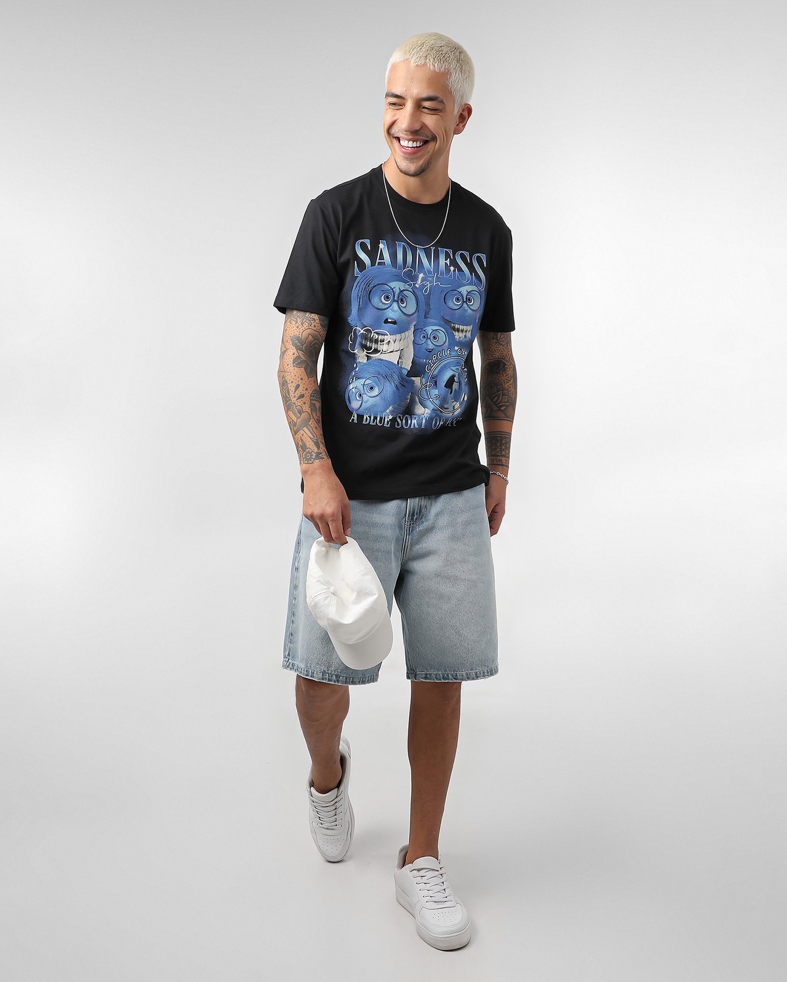 Camiseta masculina Divertida Mente Tristeza preta | FANLAB — foto 4
