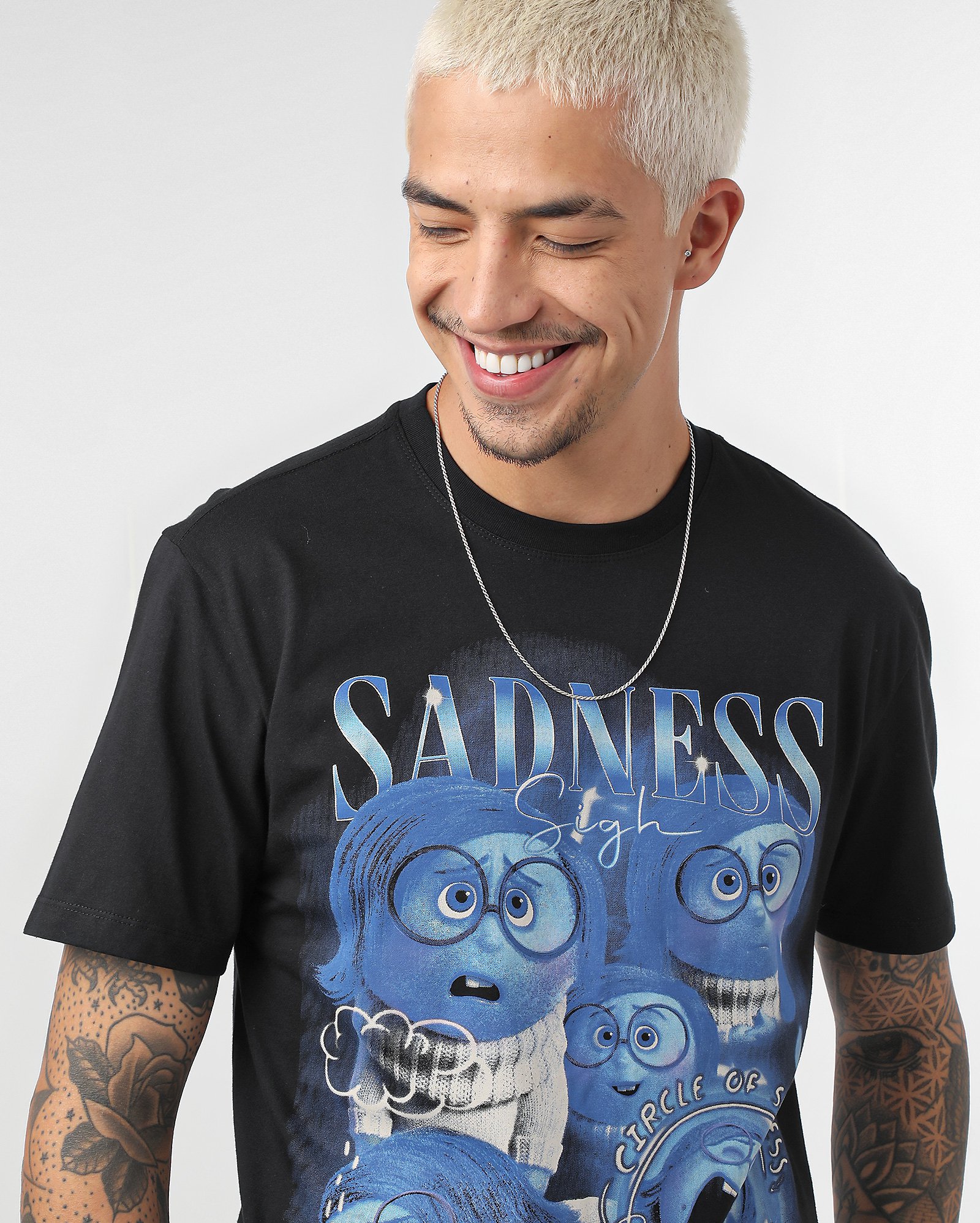 Camiseta masculina Divertida Mente Tristeza preta | FANLAB — foto 5