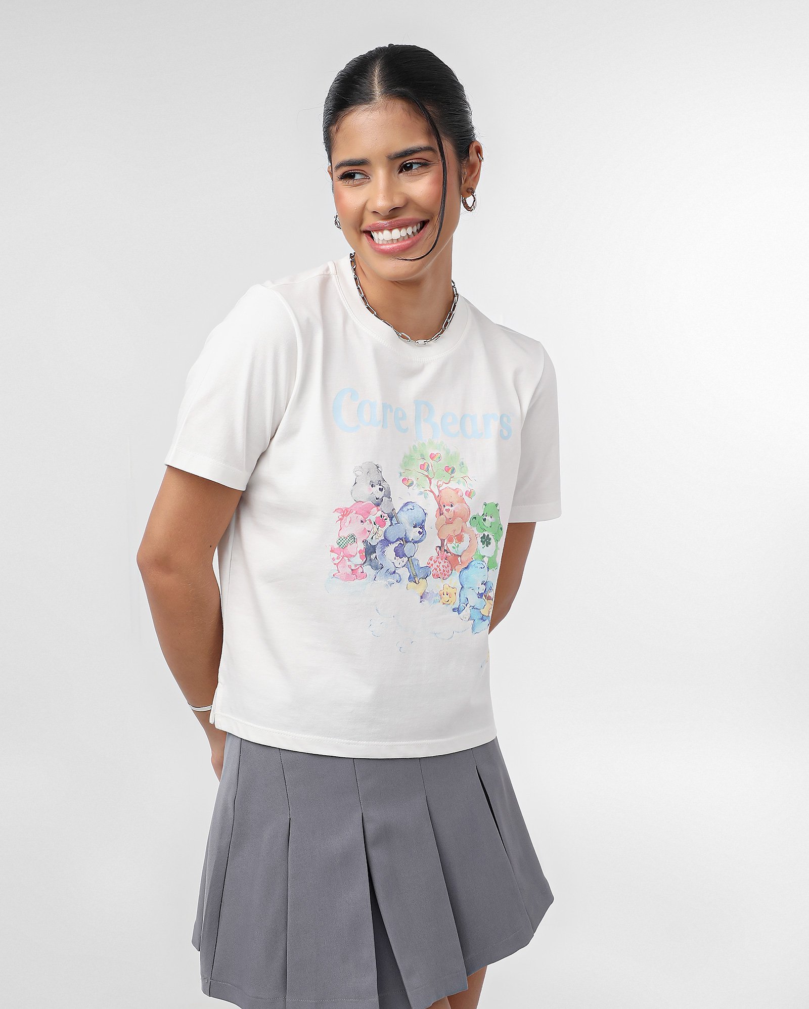 Camiseta feminina boxy Ursinhos Carinhosos branca | FANLAB